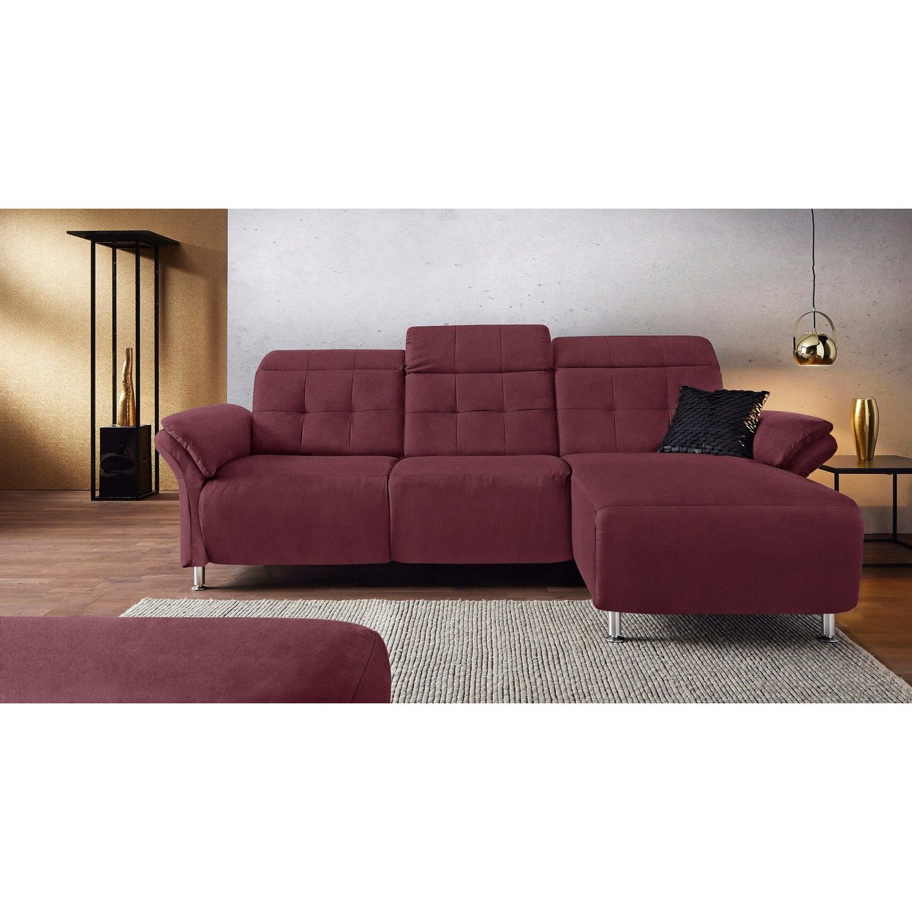 Places of Style Hoekbank Manhattan L-vorm bank met elektrische relaxfunctie, verstelbare armleuningen