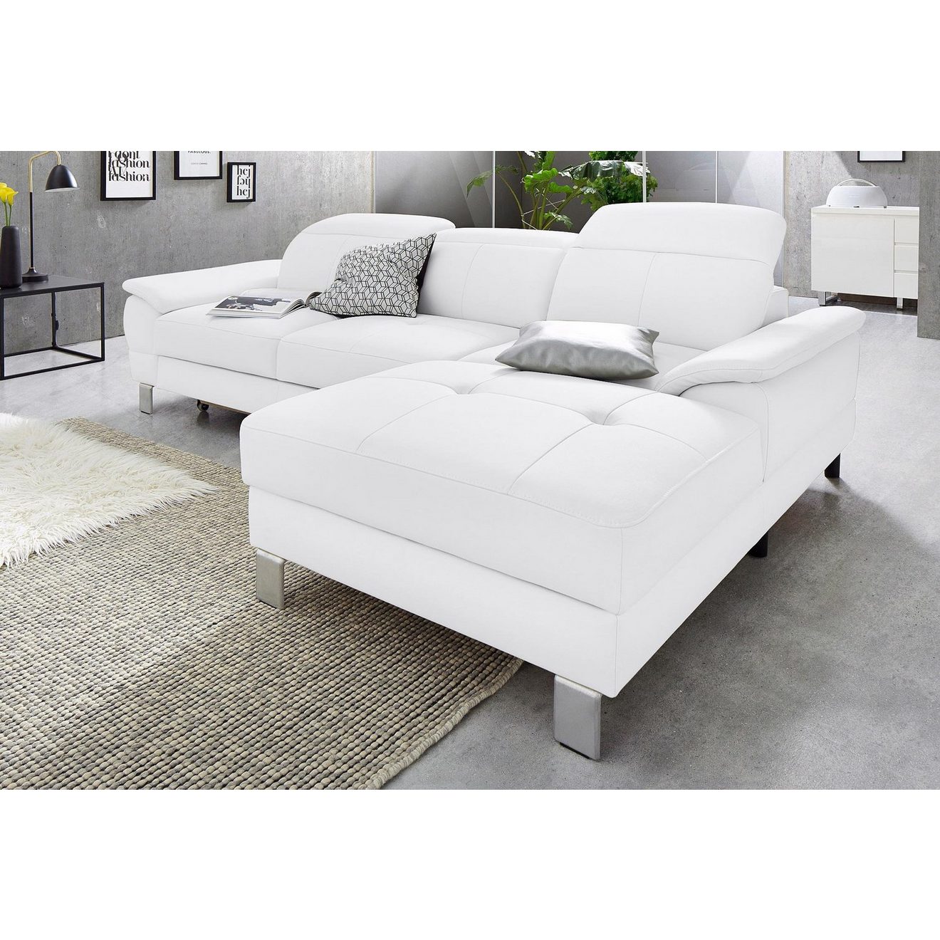 Exxpo - sofa fashion Hoekbank Mantua 2, incl. hoofd- of rugverstelling, comfortabel, L-vorm optioneel met bedfunctie en bedlade, geweldige afwerkingsdetails