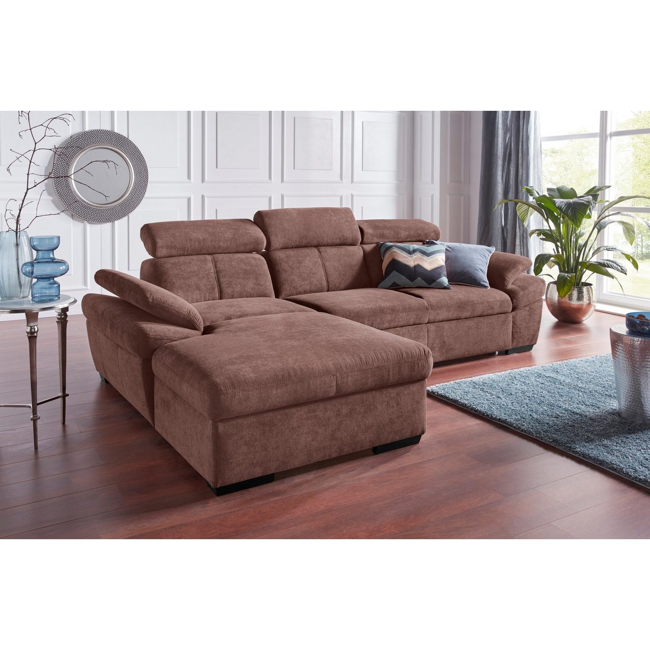 Exxpo - sofa fashion Hoekbank Salerno, incl. hoofd- en armdeelverstelling, elegant & comfortabel, L-vorm