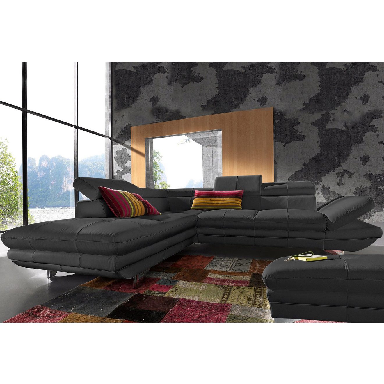 COTTA Hoekbank Enterprise L-vorm met hoofd- en armverstelling, optioneel met bedfunctie