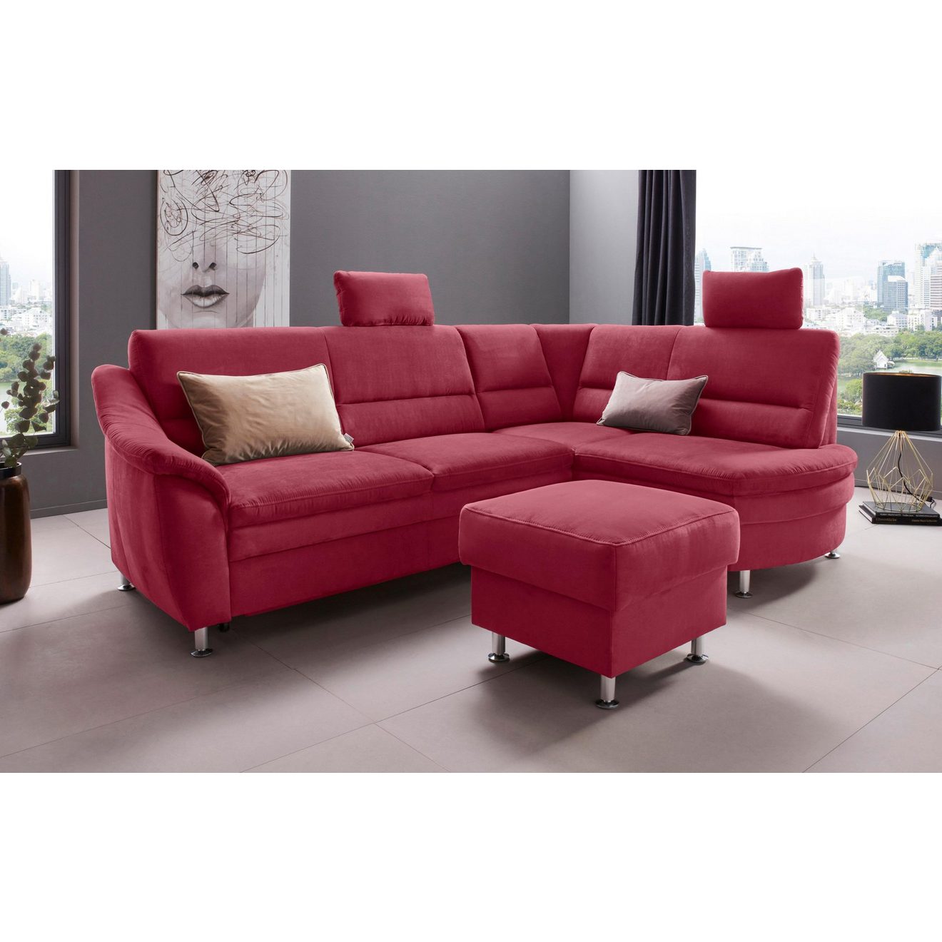 Places of Style Hoekbank Cardoso L-vorm Binnenvering, naar keuze met bed, lade