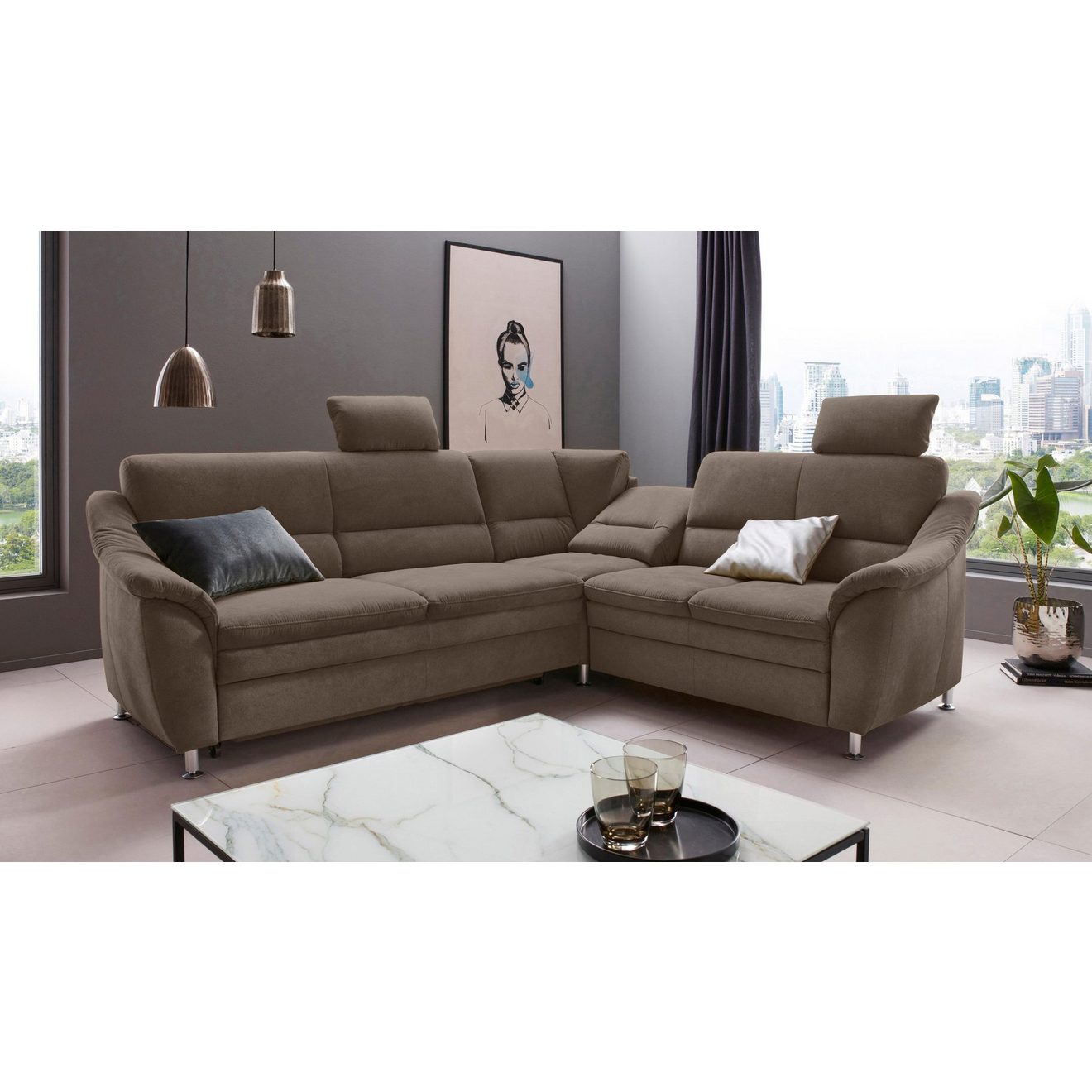 Places of Style Hoekbank Cardoso L-vorm Binnenvering, naar keuze met bed, lade, gedeeltelijk relaxfunctie