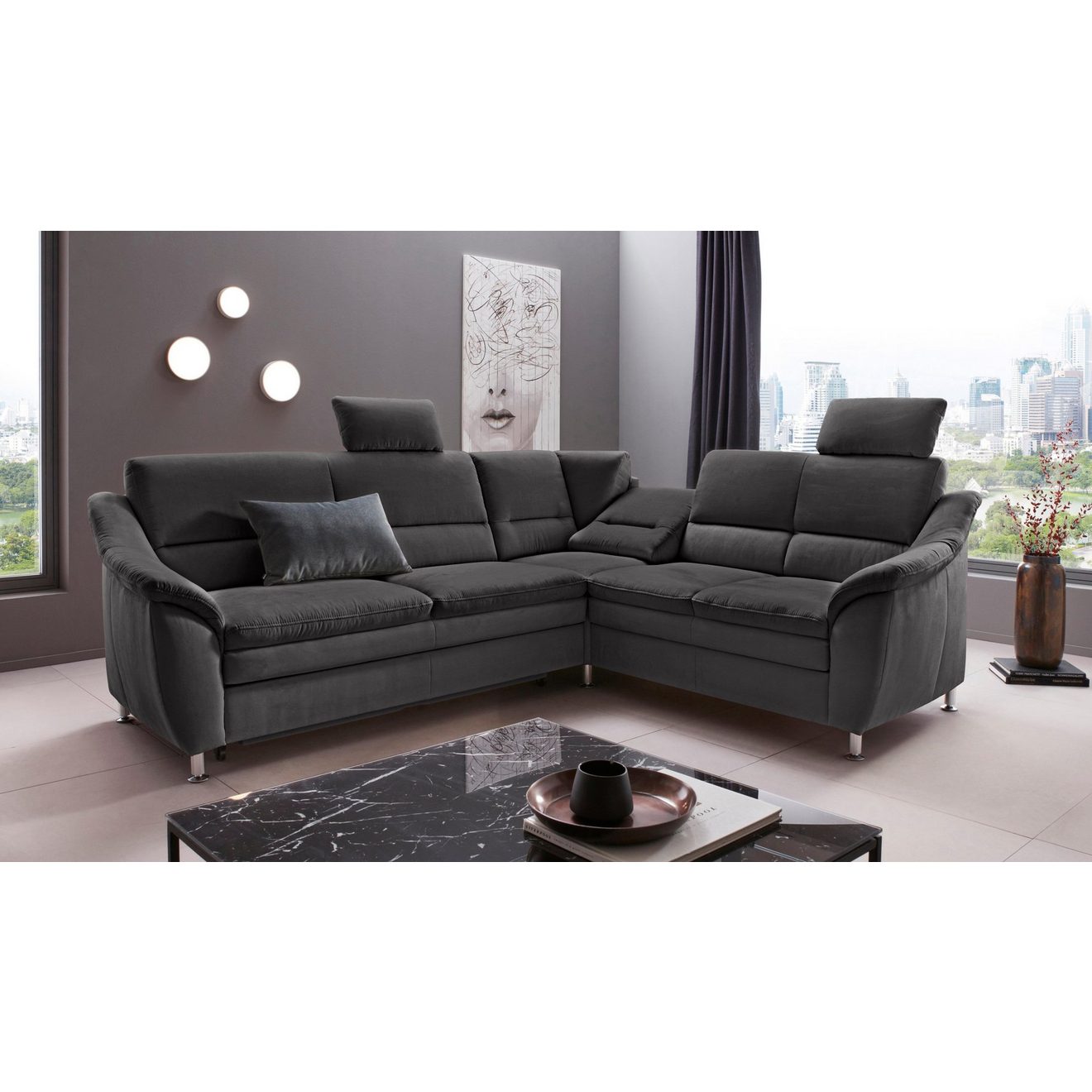 Places of Style Hoekbank Cardoso L-vorm Binnenvering, naar keuze met bed, lade, gedeeltelijk relaxfunctie