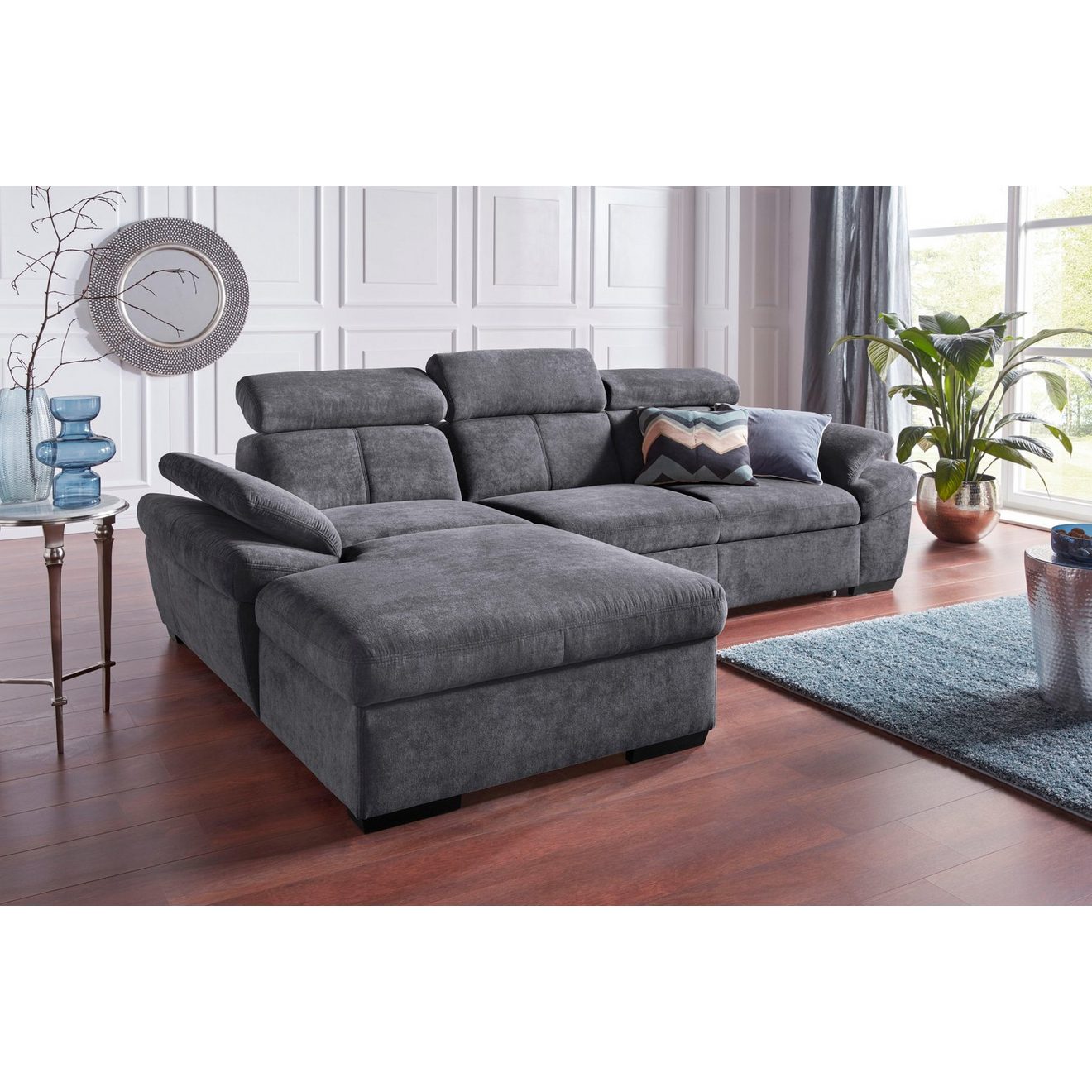 Exxpo - sofa fashion Hoekbank Salerno, incl. hoofd- en armdeelverstelling, elegant & comfortabel, L-vorm