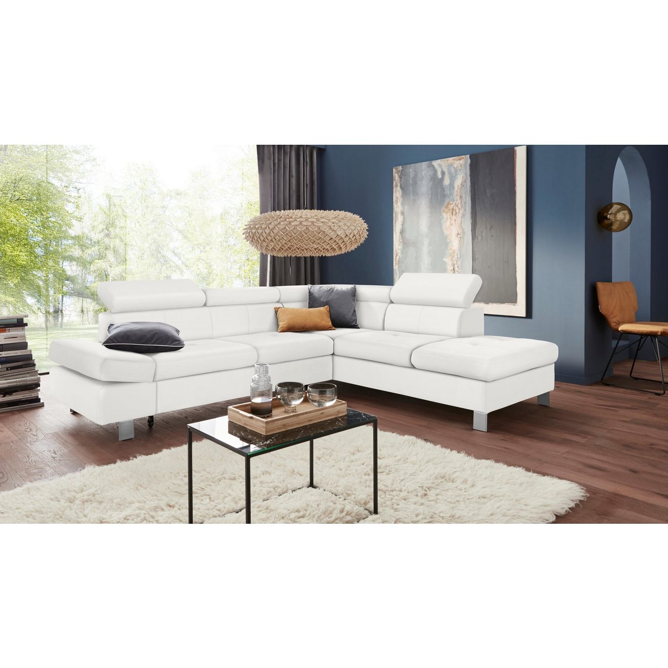 Exxpo - sofa fashion Hoekbank Fiji, L-vorm met verstelbare hoofdsteun resp. rugleuning, naar keuze met slaapfunctie