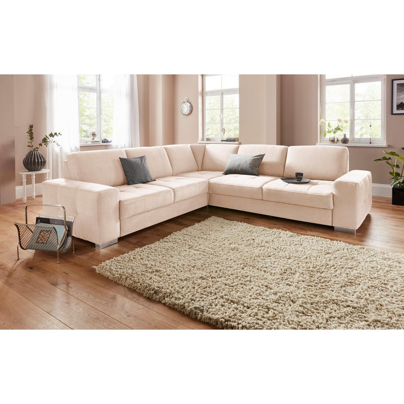 Sit&more Hoekbank Santorini L-vorm met binnenvering en zitdiepteverstelling, naar keuze met slaapfunctie