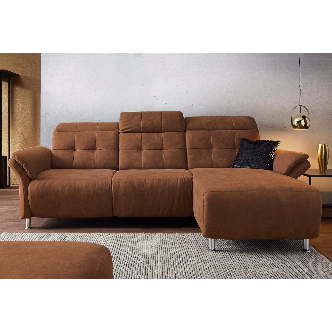 Places of Style Hoekbank Manhattan L-vorm bank met elektrische relaxfunctie, verstelbare armleuningen