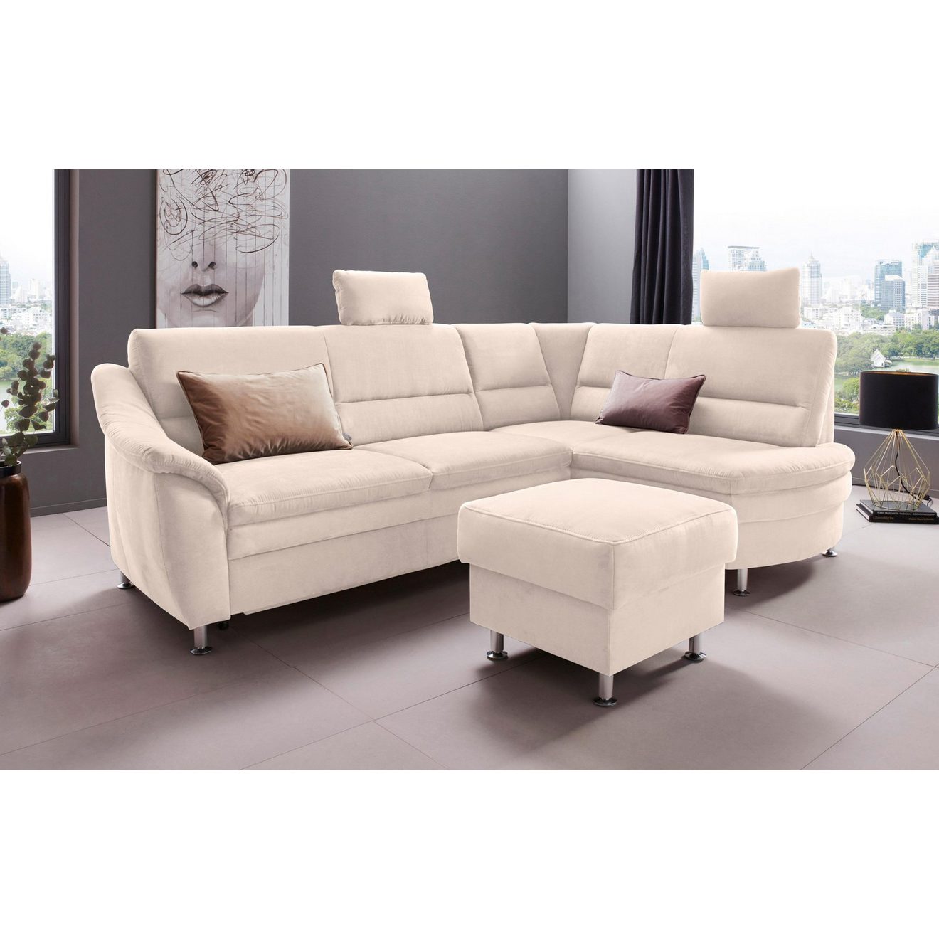Places of Style Hoekbank Cardoso L-vorm Binnenvering, naar keuze met bed, lade