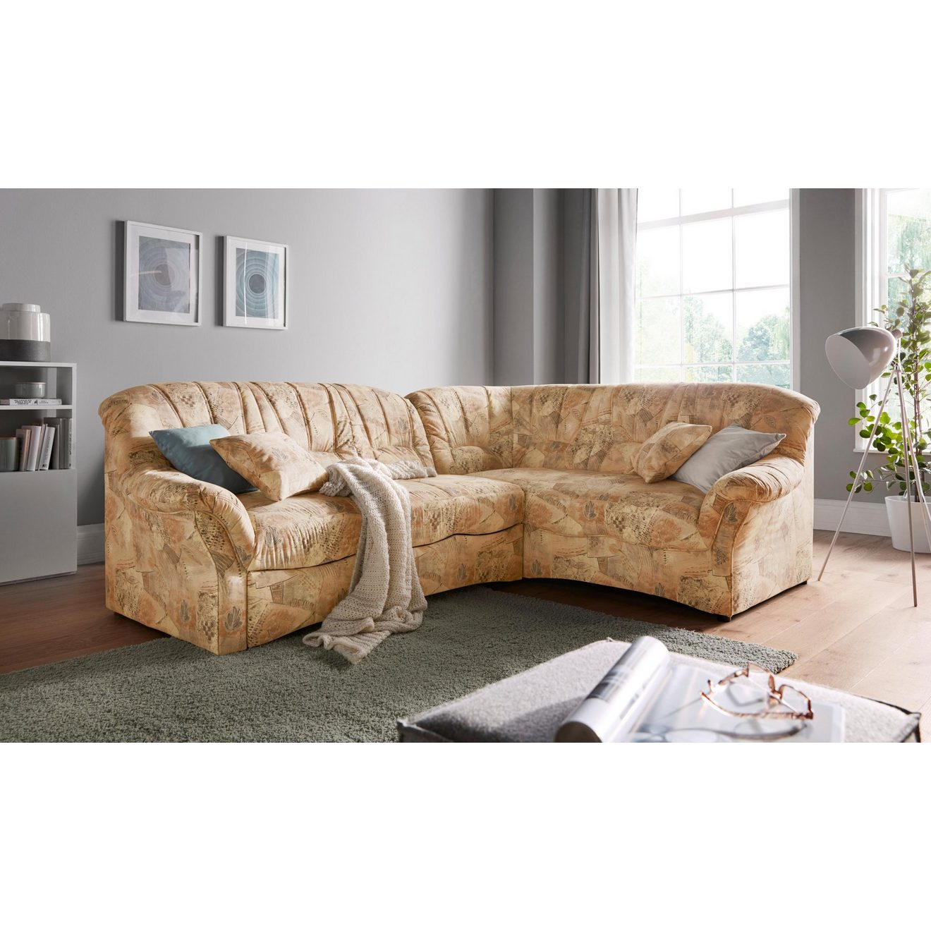 DOMO collection Hoekbank Bahia, tijdloos en elegant, comfortabele armleuningen, L-vorm