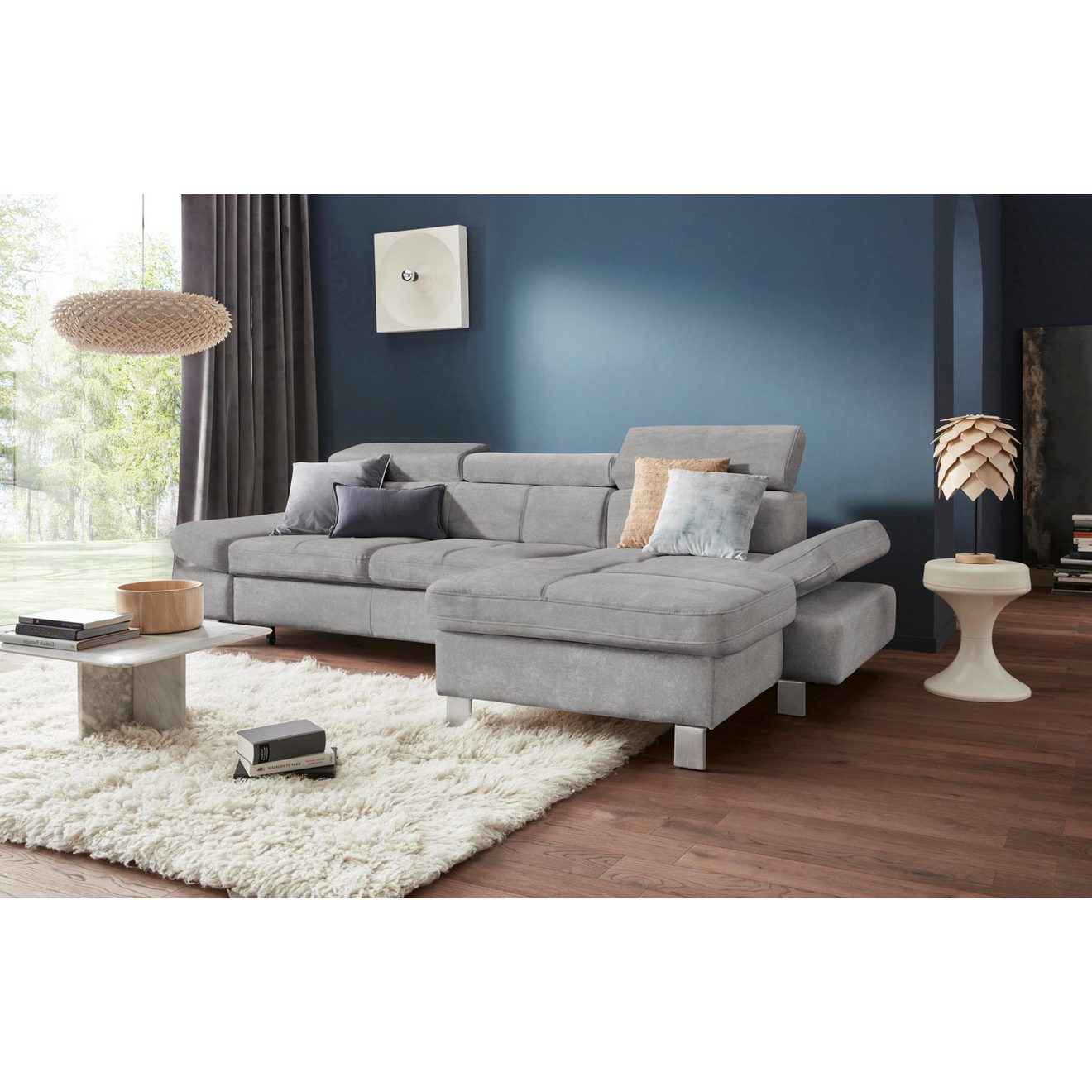 Exxpo - sofa fashion Hoekbank Fiji, hoogwaardige afwerking in zitting en rug, L-vorm comfortabel door hoofd- en armverstelling, optioneel met bedfunctie
