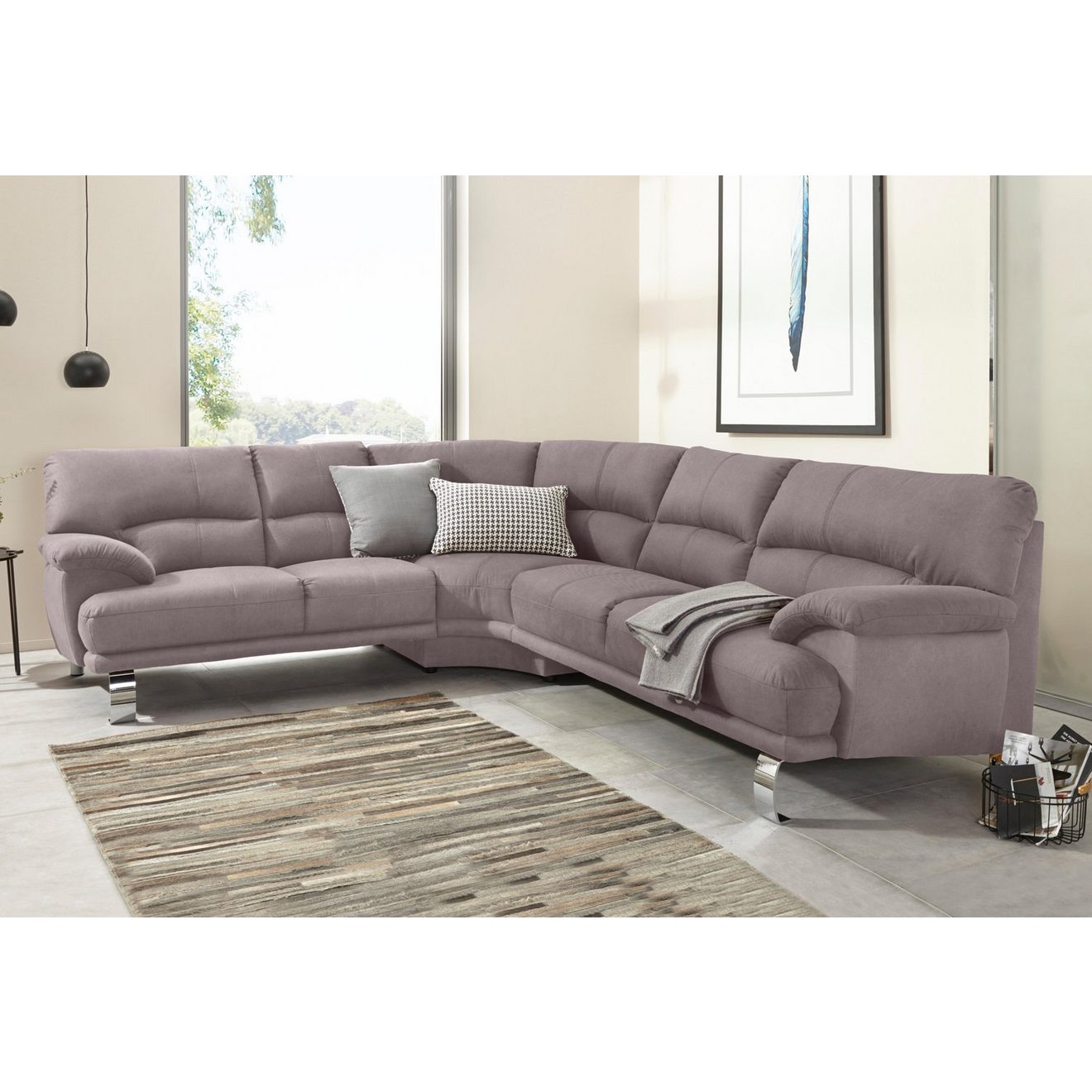 TRENDMANUFAKTUR Hoekbank Cecilia II, in Italiaans design, comfortabel, hoog zitcomfort, L-vorm