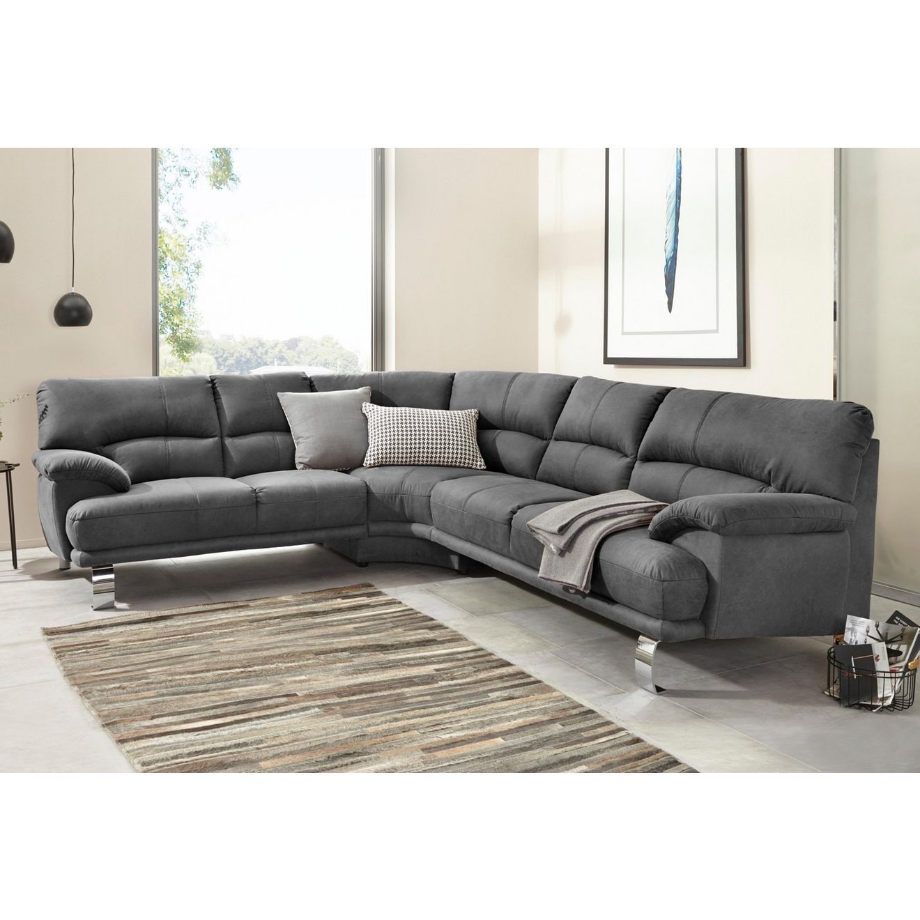 TRENDMANUFAKTUR Hoekbank Cecilia II, in Italiaans design, comfortabel, hoog zitcomfort, L-vorm