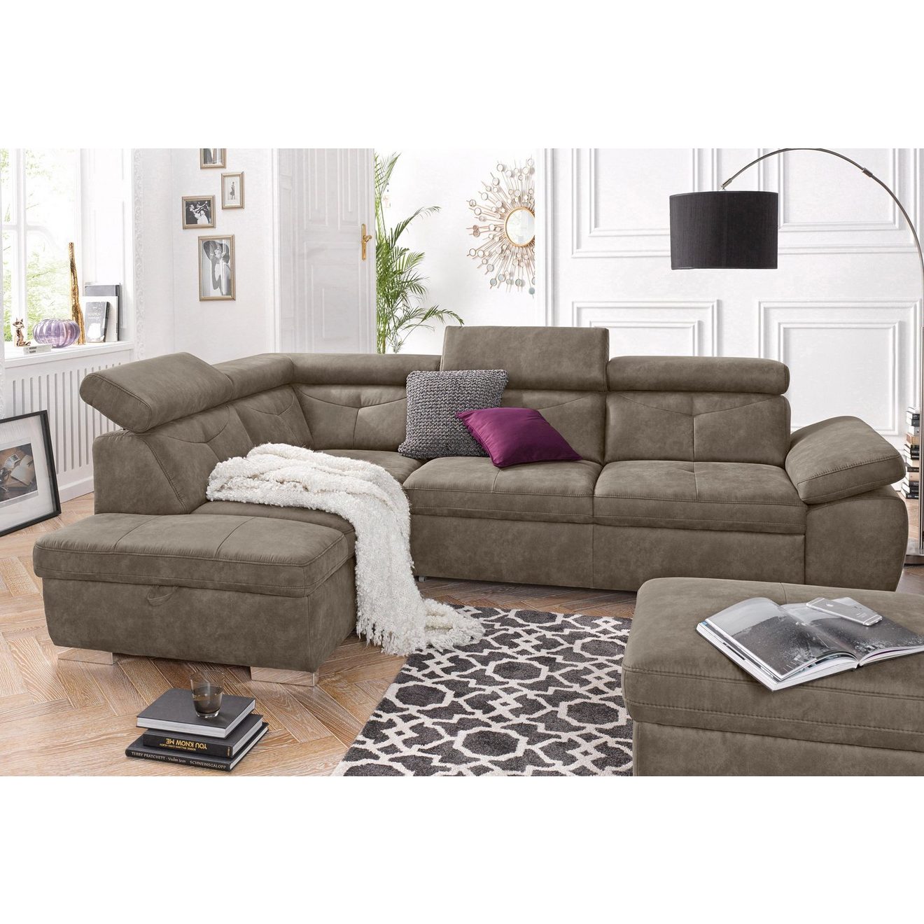 Exxpo - sofa fashion Hoekbank Spring, super comfortabel en comfortabel met arm- en hoofdsteunfunctie