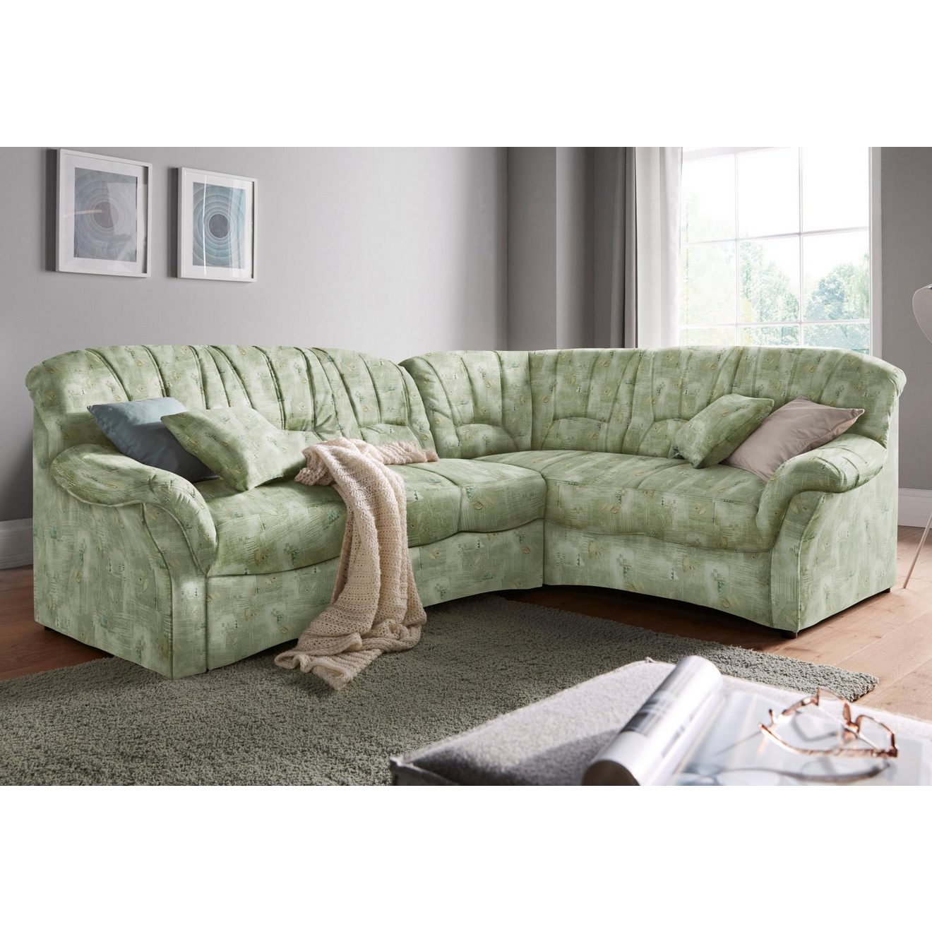DOMO collection Hoekbank Bahia, tijdloos en elegant, comfortabele armleuningen, L-vorm