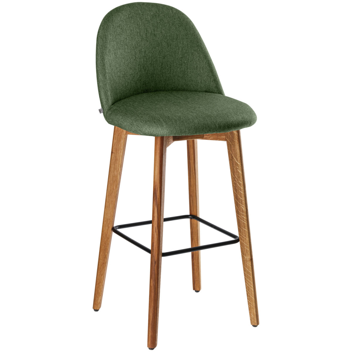 Vega Barstoel Alwin; 47x48x111 cm (BxDxH); zitting groen, frame eiken/naturel