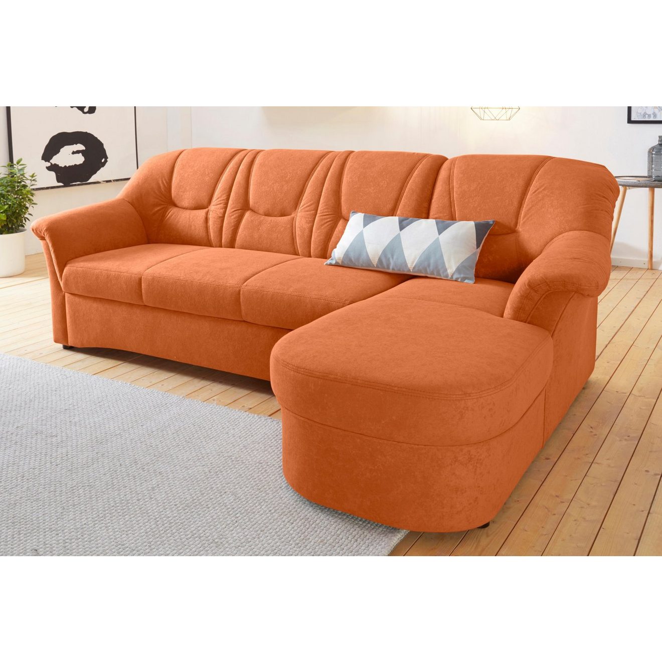 DOMO collection Hoekbank Sarafina zeitlos und komfortabel, optional mit Federkern, L-Form optioneel met slaapfunctie