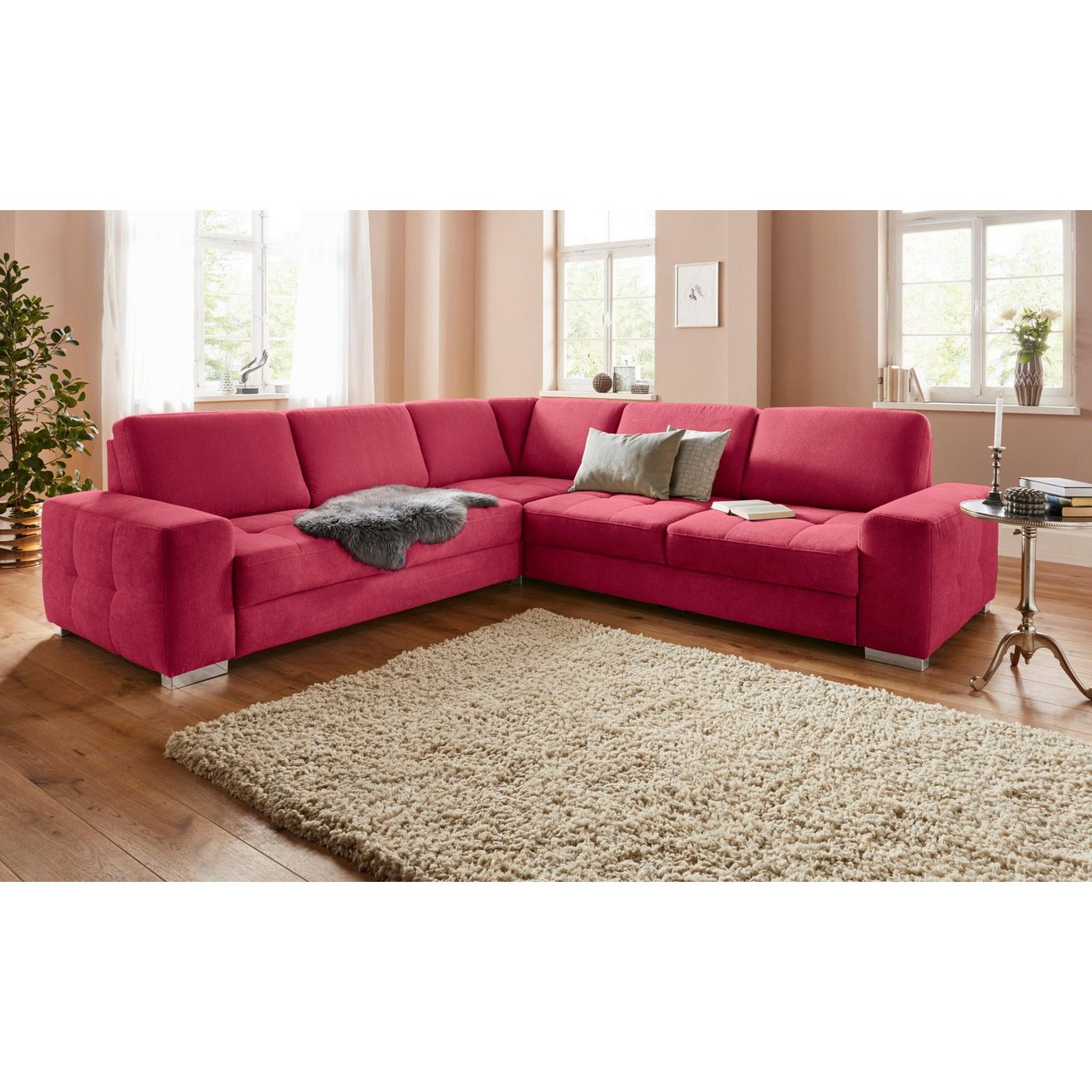 Sit&more Hoekbank Santorini L-vorm met binnenvering en zitdiepteverstelling, naar keuze met slaapfunctie