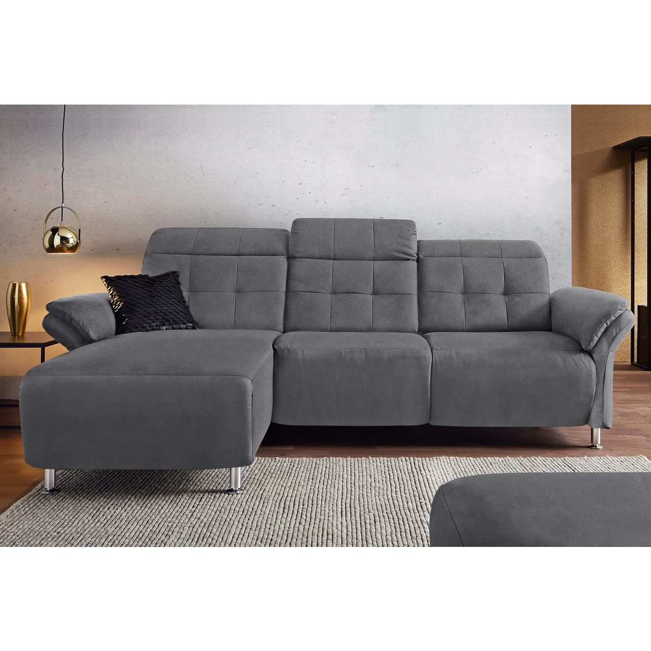 Places of Style Hoekbank Manhattan L-vorm bank met elektrische relaxfunctie, verstelbare armleuningen