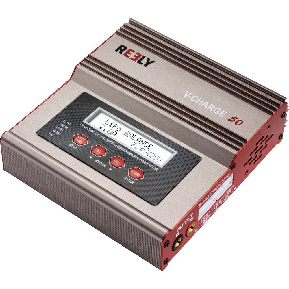 Reely V-Charge 50 Multifunctionele modelbouwlader 12 V, 230 V 7 A Li-ion, LiFePO, Li-poly, NiCd, NiMH, Lood