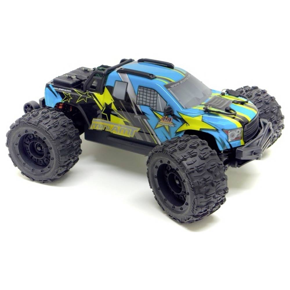 Absima Mini AMT Fluo Blauw Brushless 1:16 RC auto Elektro Monstertruck 4WD RTR 2,4 GHz