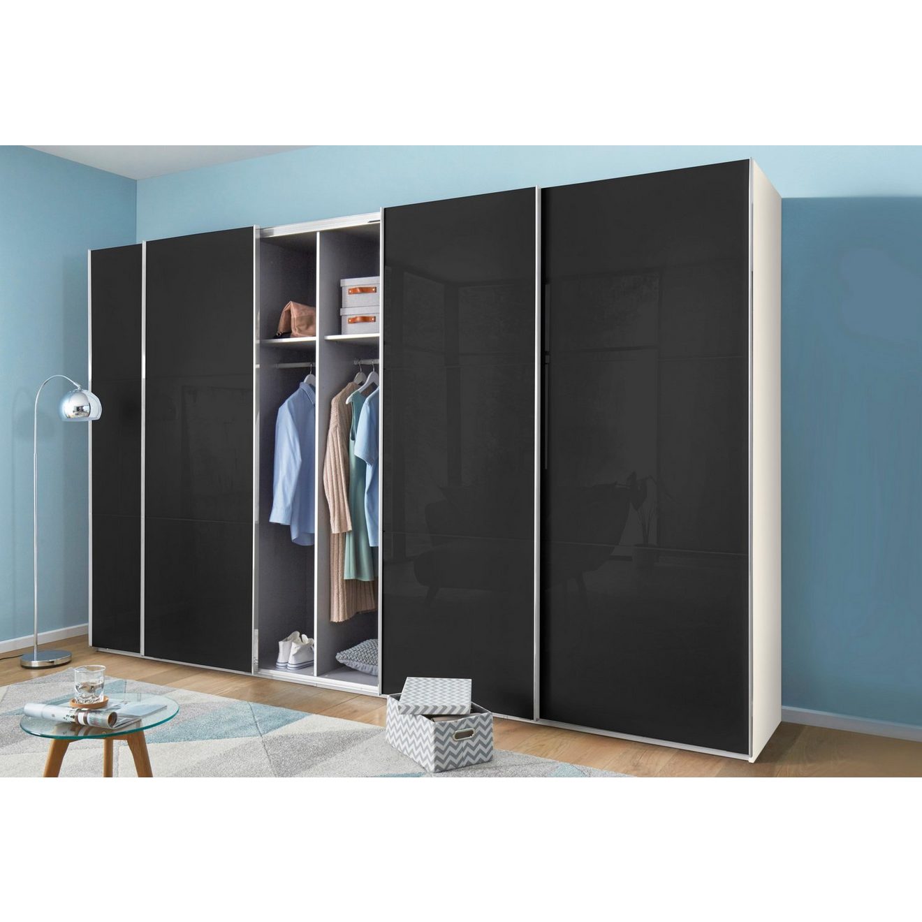 Wimex Zweefdeurkast Level by fresh to go met glazen deuren en synchroon openen