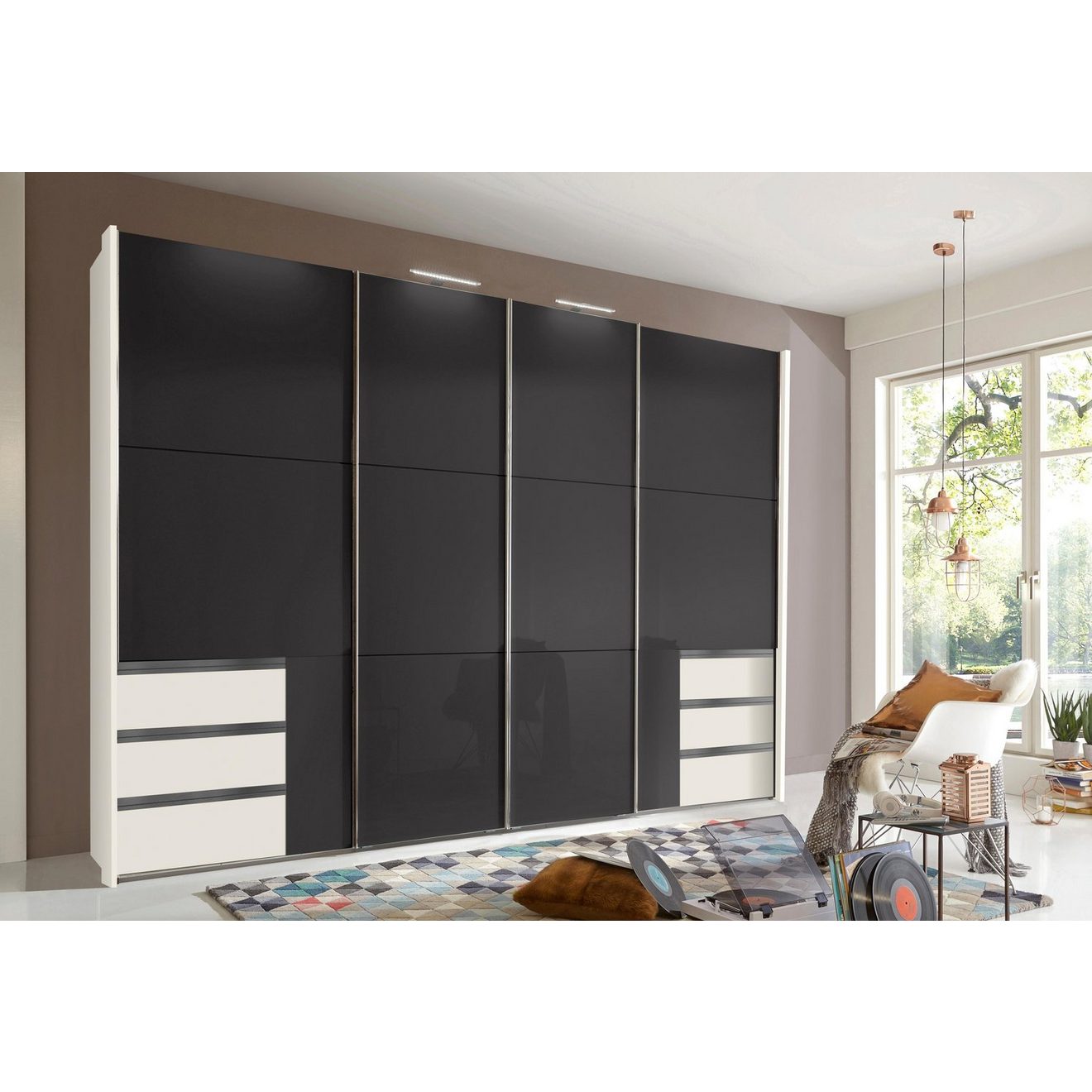 Wimex Zweefdeurkast Level by fresh to go met glazen deuren en synchroon openen
