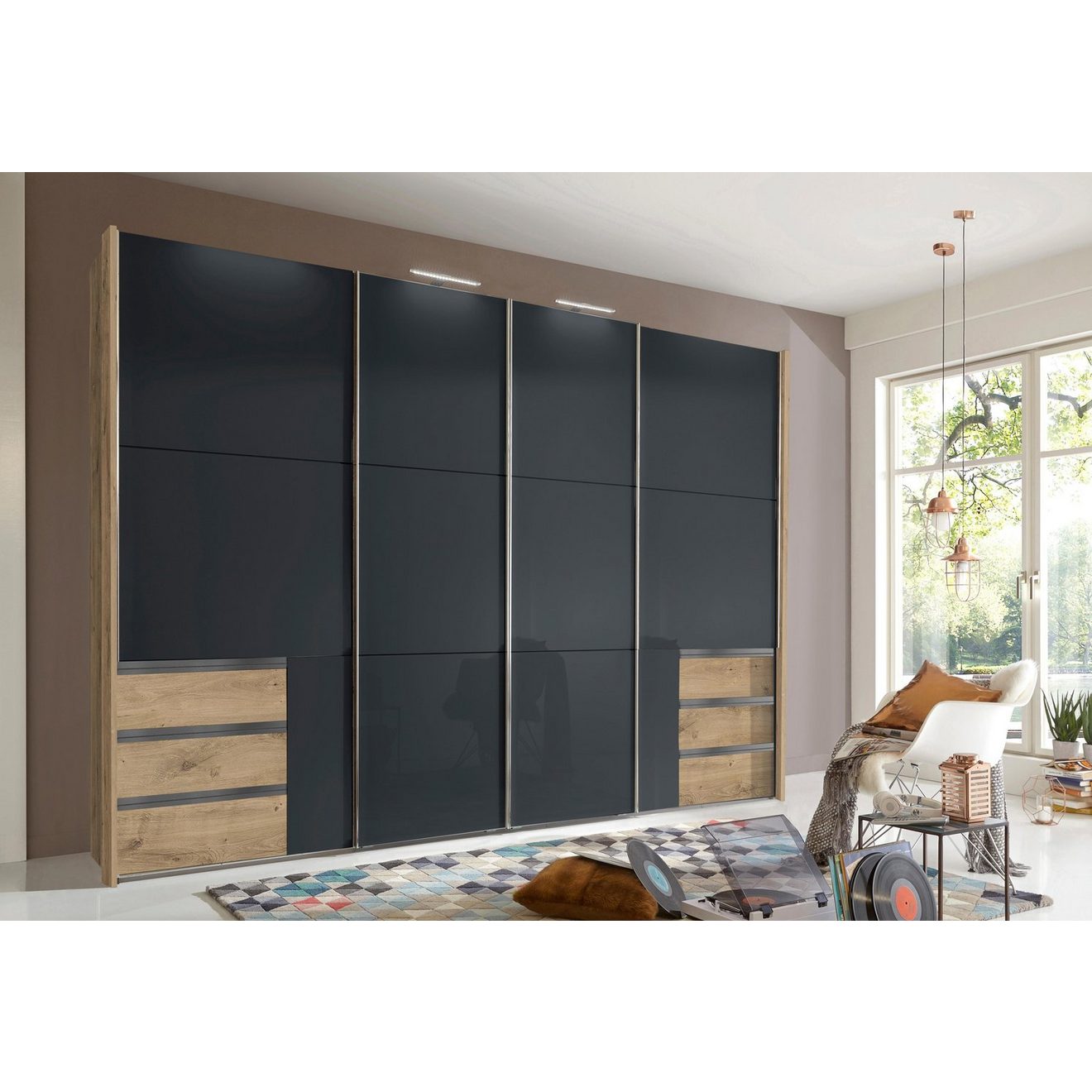 Wimex Zweefdeurkast Level by fresh to go met glazen deuren en synchroon openen