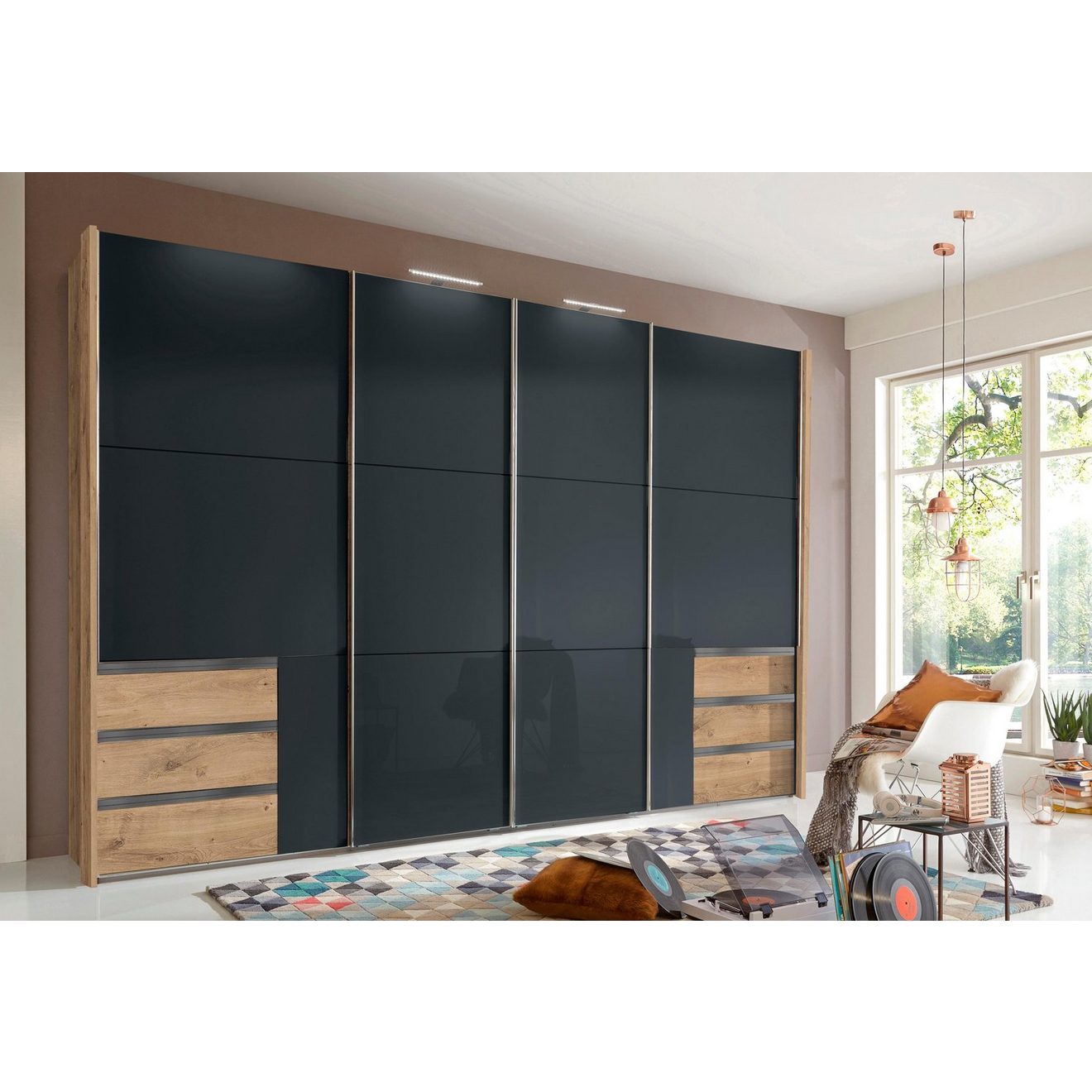 Wimex Zweefdeurkast Level by fresh to go met glazen deuren en synchroon openen