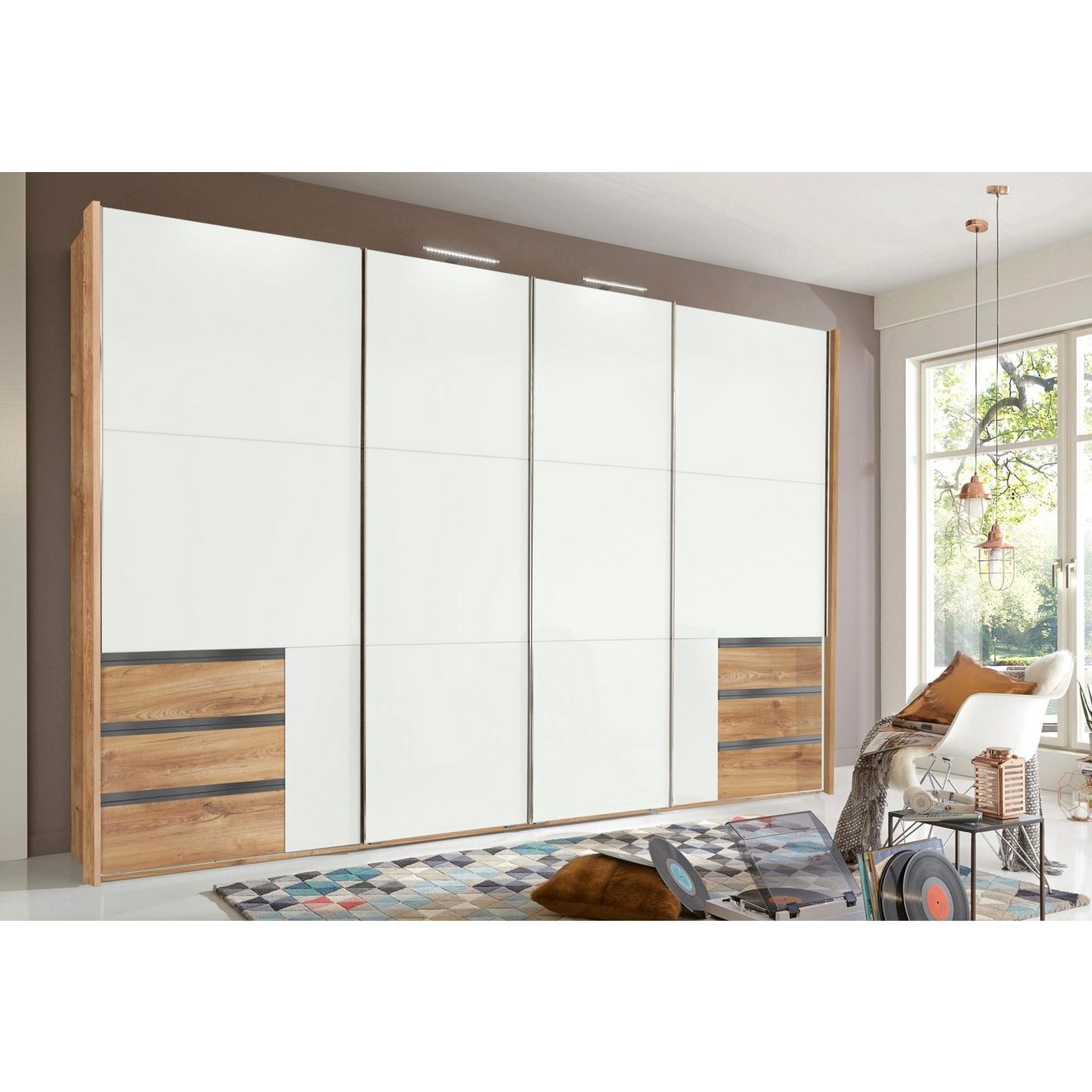 Wimex Zweefdeurkast Level by fresh to go met glazen deuren en synchroon openen
