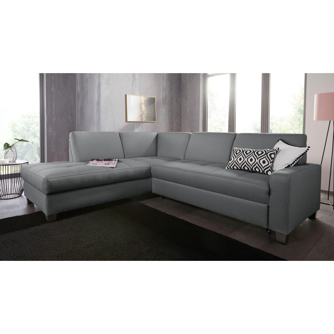 DOMO collection Hoekbank Florentina tijdloos en elegant, zitnaden als designelement, L-vorm