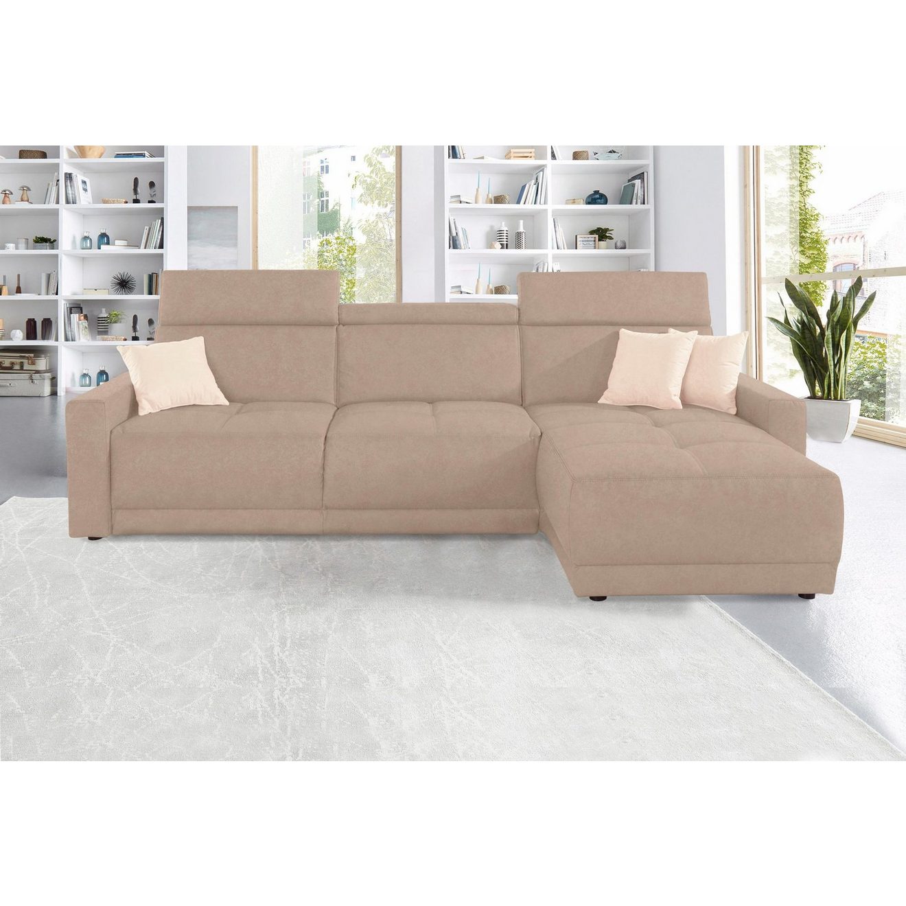 DOMO collection Hoekbank Ava met moderne zitstiksels & mooie dubbele naad, comfortabel, L-vorm