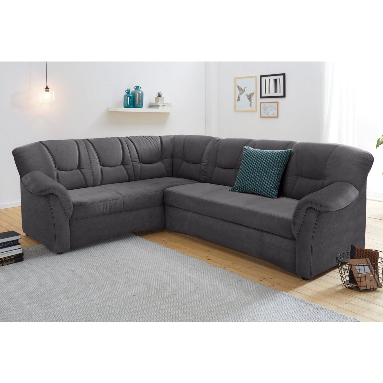 DOMO collection Hoekbank Sarafina tijdloos en comfortabel, optioneel met binnenvering, L-vorm