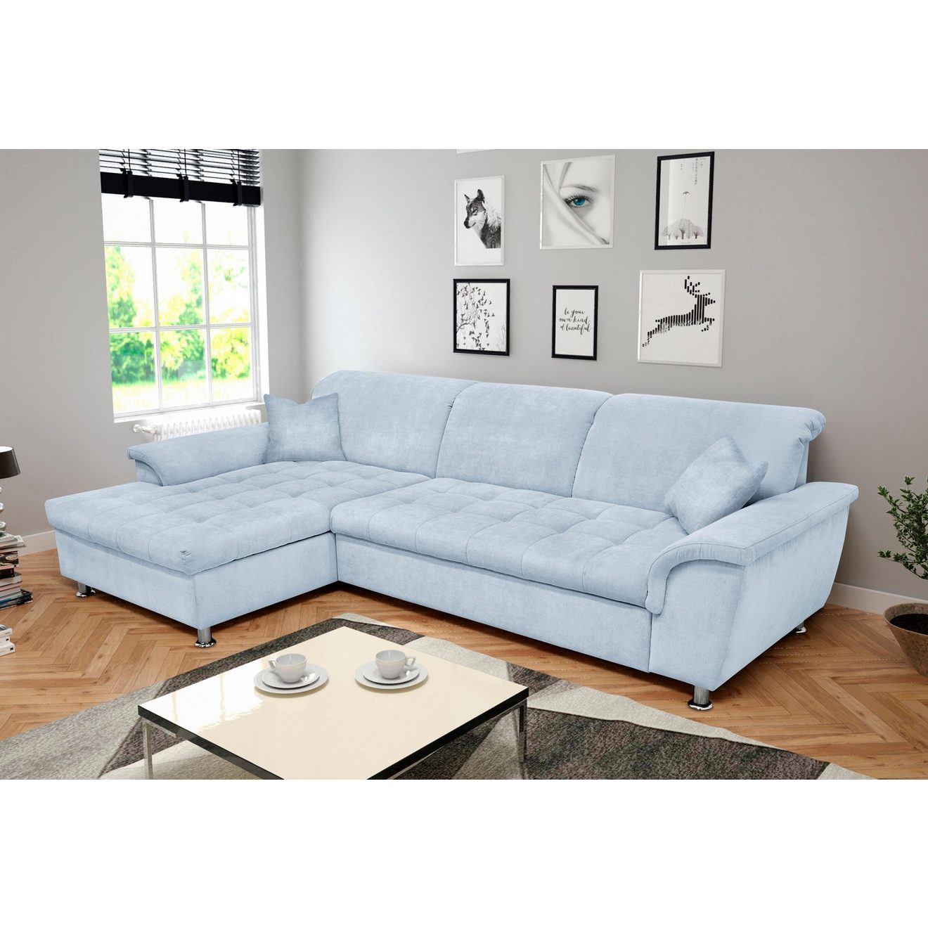 DOMO collection Hoekbank Franzi Steppung im Sitz, B/T/H: 278/162/80 cm, OTTOs Choice, L-Form naar keuze met slaapfunctie, bedkist en verstelbare hoofdsteun
