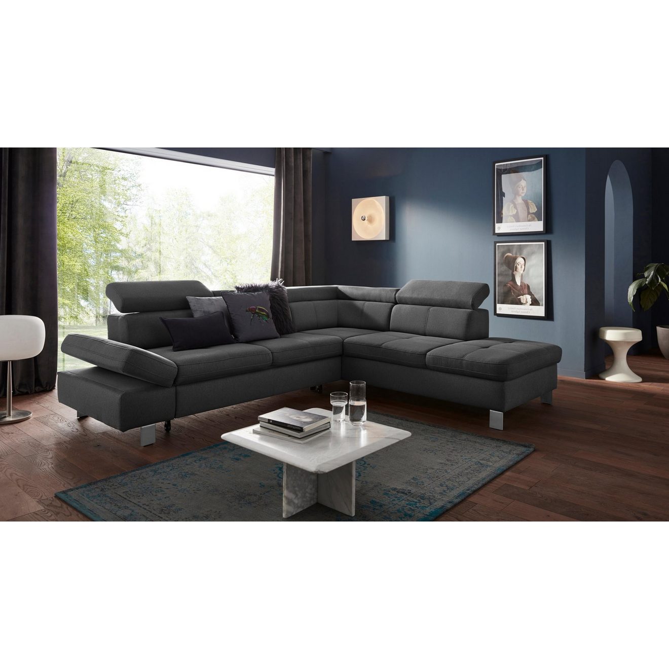 Exxpo - sofa fashion Hoekbank Fiji, L-vorm met verstelbare hoofdsteun resp. rugleuning, naar keuze met slaapfunctie