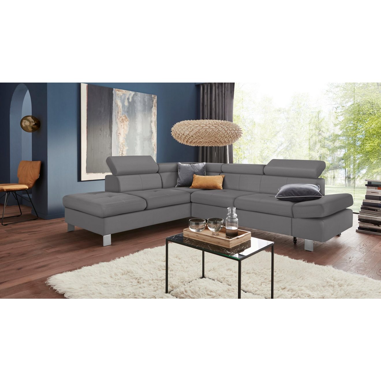 Exxpo - sofa fashion Hoekbank Fiji, L-vorm met verstelbare hoofdsteun resp. rugleuning, naar keuze met slaapfunctie