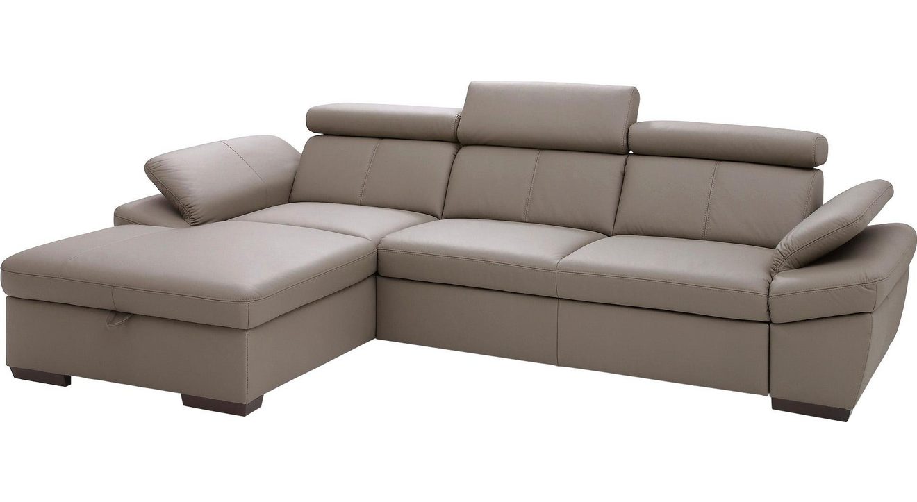 Exxpo - sofa fashion Hoekbank Salerno, klassieke moderne functionele bank, hoog zitcomfort, L-vorm inclusief verstelbare hoofdsteun en armleuning, naar keuze met slaapfunctie
