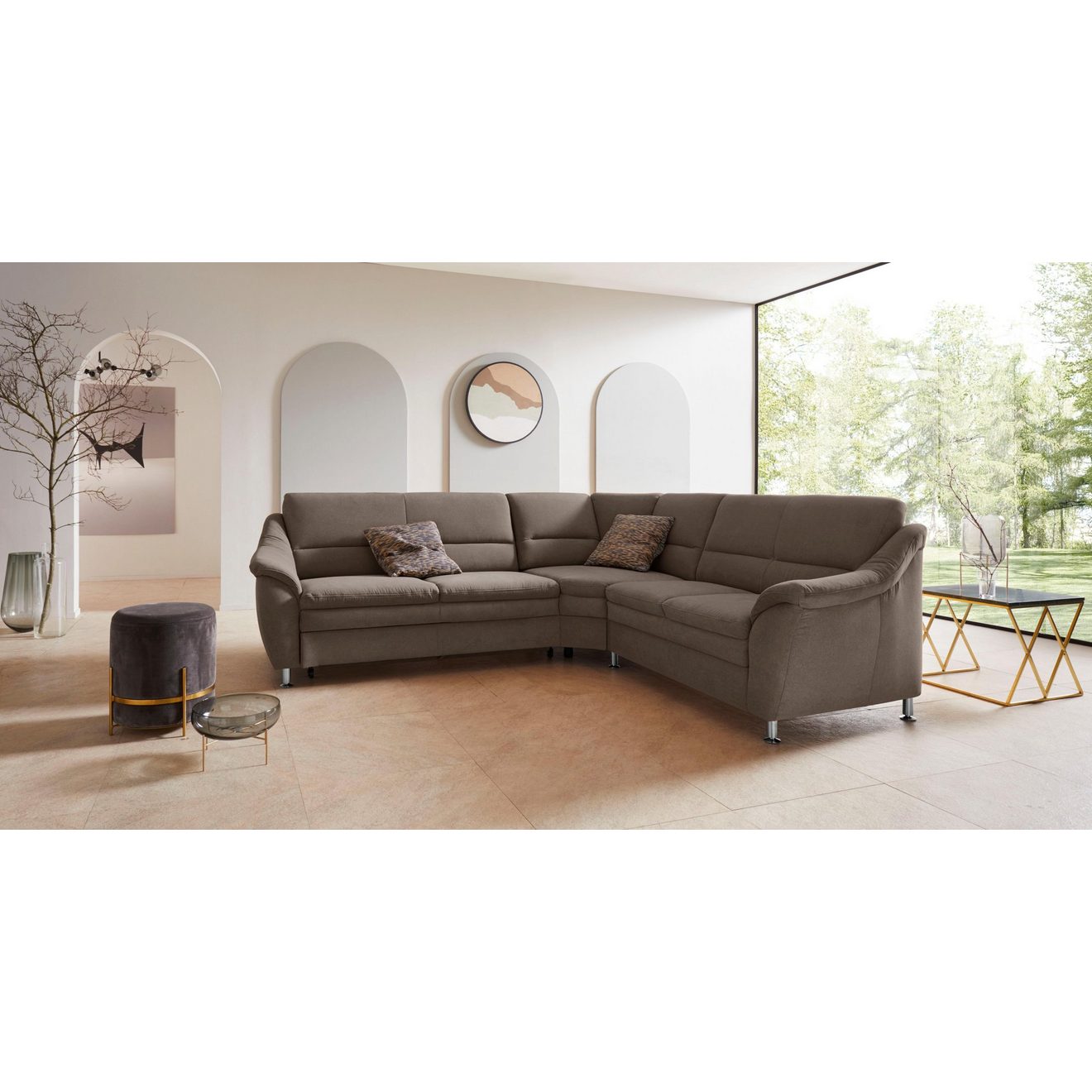 Places of Style Hoekbank Cardoso L-vorm met trapezehoek voor meer zitcomfort, naar keuze ook met slaapfunctie