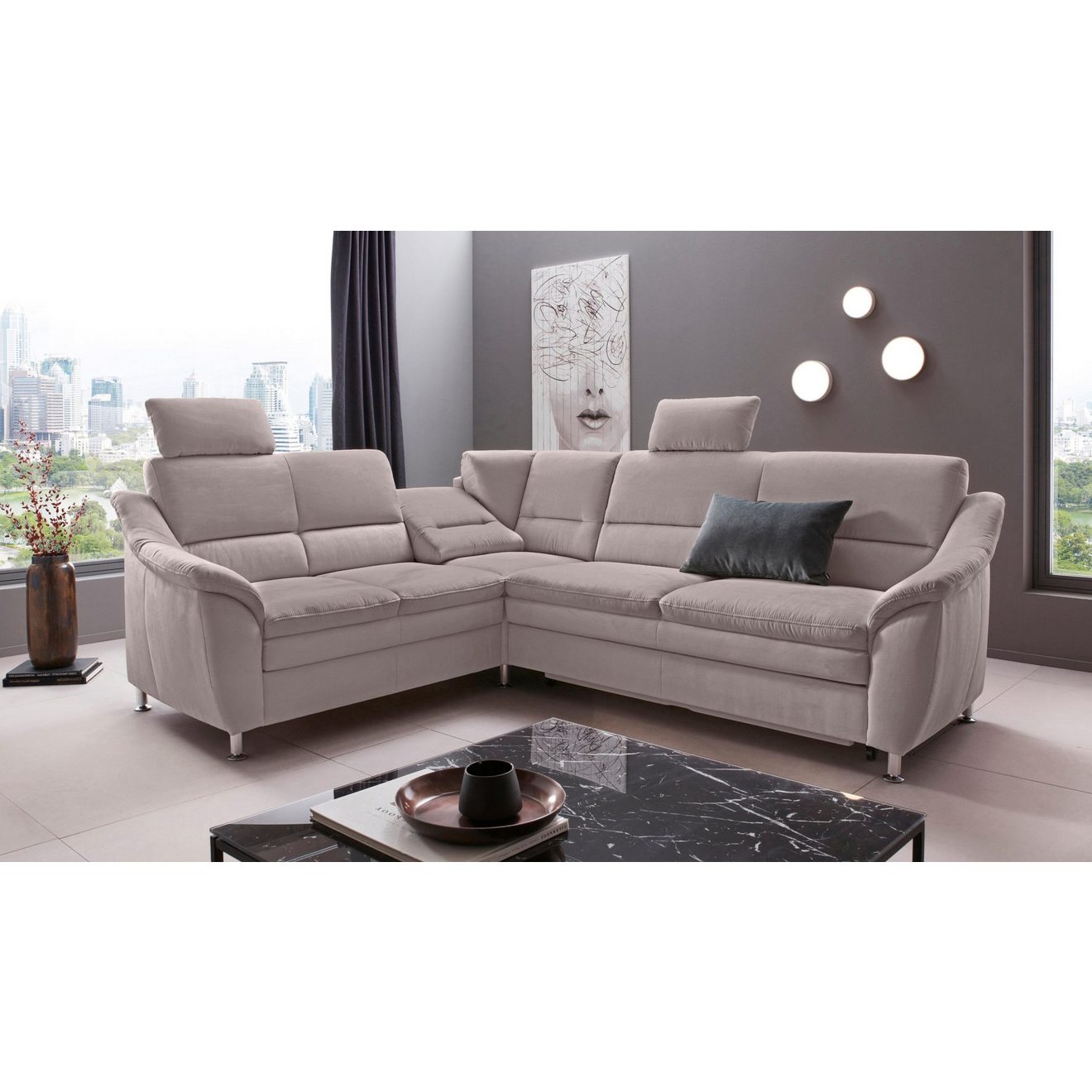 Places of Style Hoekbank Cardoso L-vorm Binnenvering, naar keuze met bed, lade, gedeeltelijk relaxfunctie