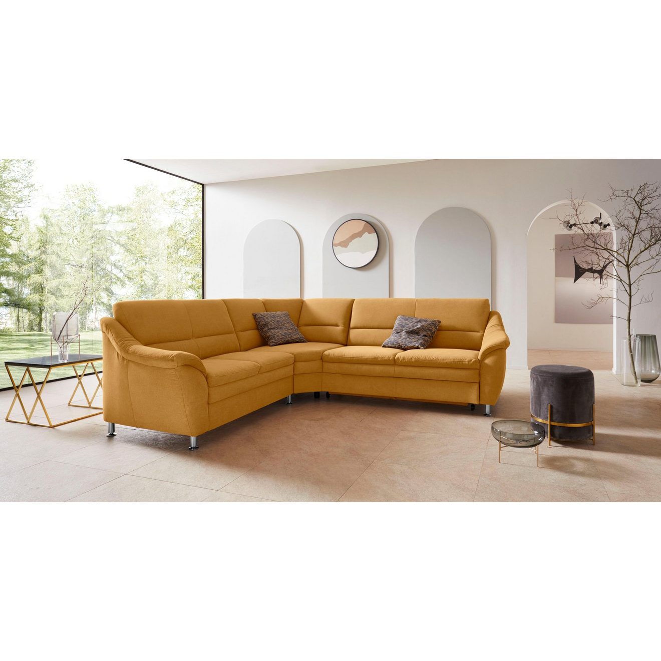 Places of Style Hoekbank Cardoso L-vorm met trapezehoek voor meer zitcomfort, naar keuze ook met slaapfunctie