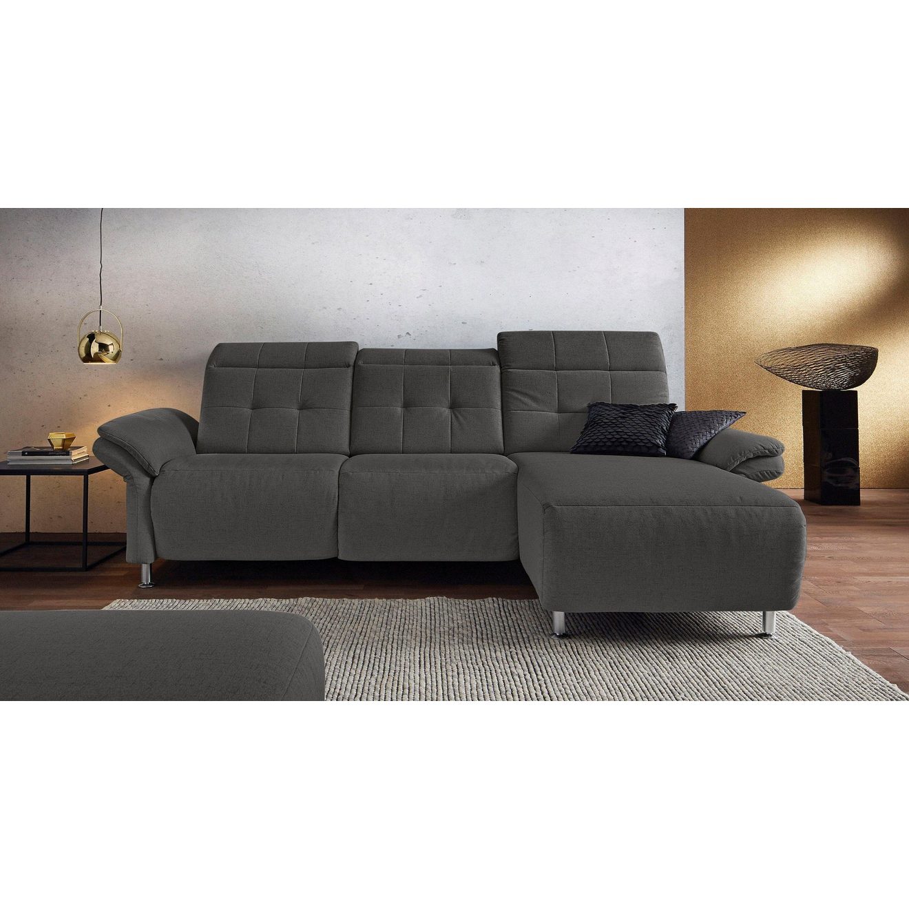 Places of Style Hoekbank Manhattan L-vorm bank met elektrische relaxfunctie, verstelbare armleuningen