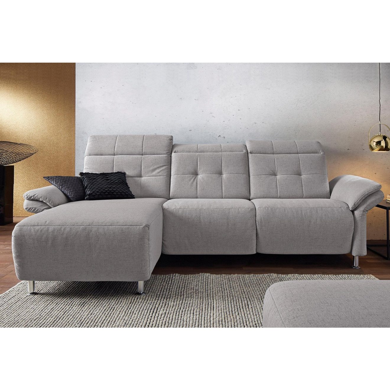 Places of Style Hoekbank Manhattan L-vorm bank met elektrische relaxfunctie, verstelbare armleuningen