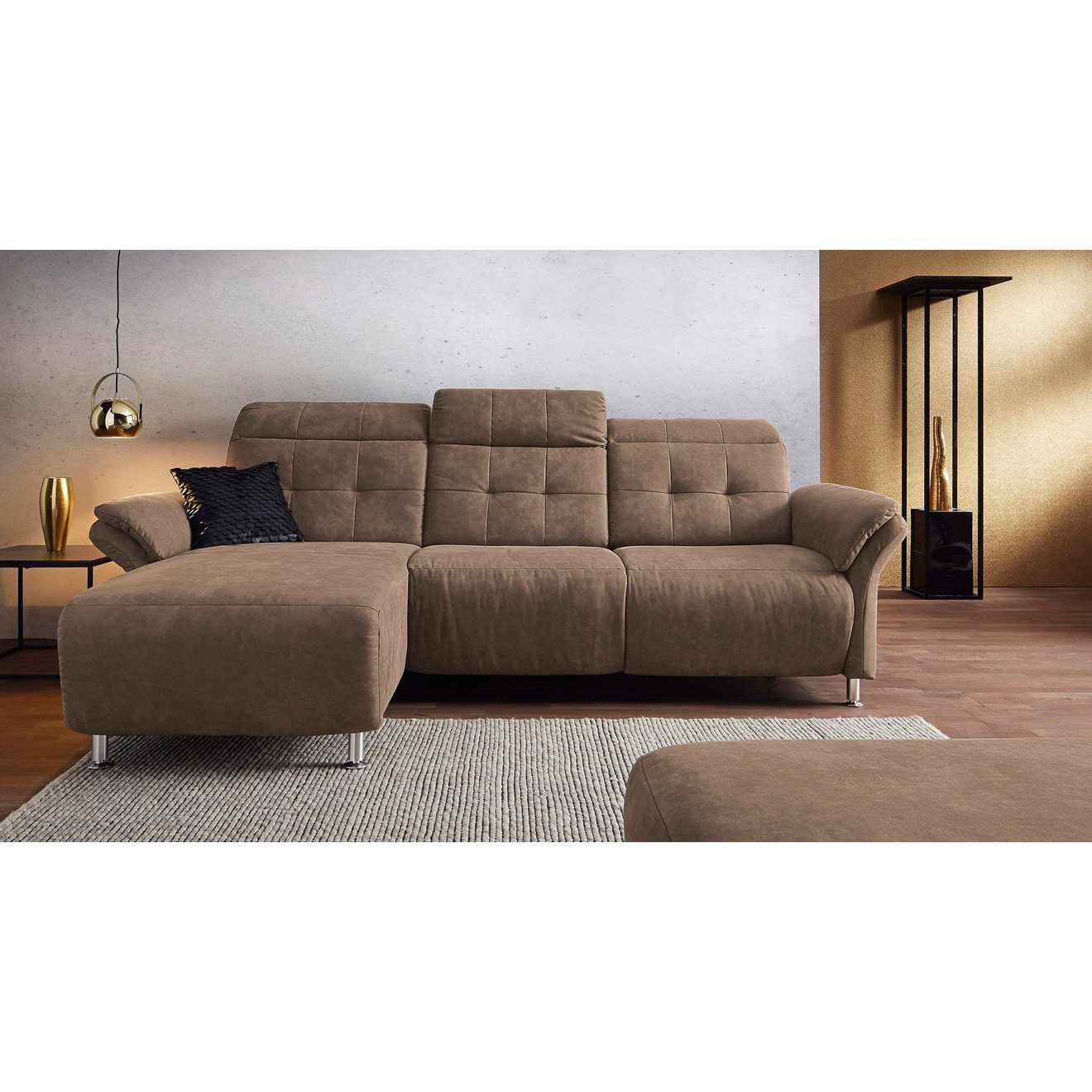 Places of Style Hoekbank Manhattan L-vorm bank met elektrische relaxfunctie, verstelbare armleuningen