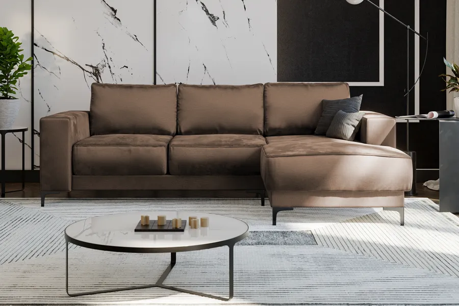 WOONENZO Hoekbank Fleur - velvet - taupe - rechts