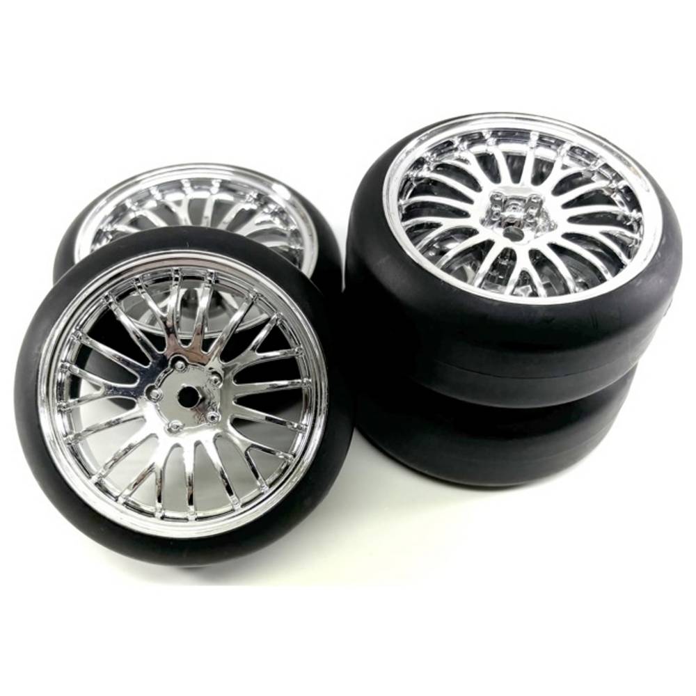 Absima 1:10 Straatmodel Complete wielen Drift Chroom 4 stuk(s)