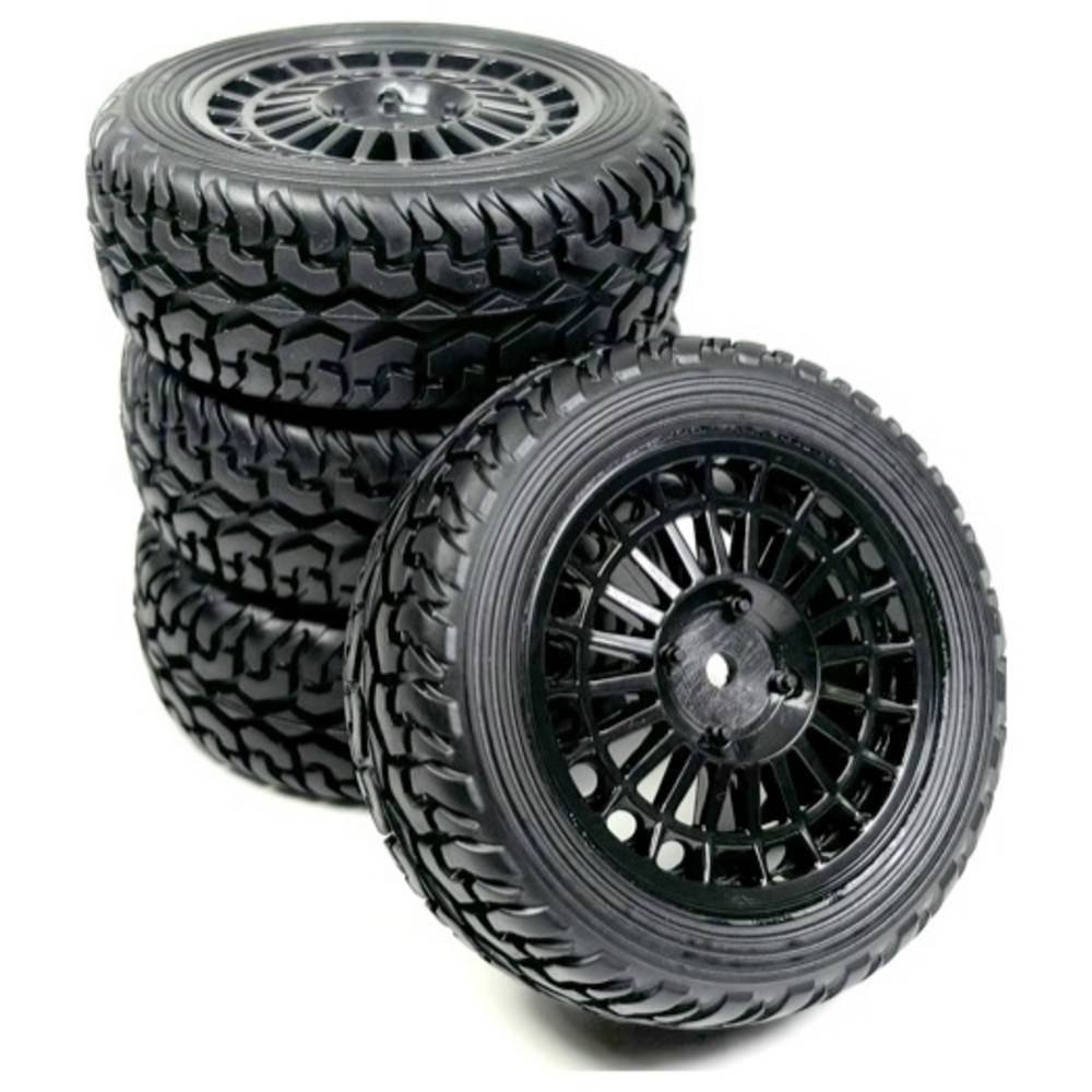 Absima 1:10 Rallywagen, Toerwagen Rally Street Complete wielen Rally, Street Zwart 4 stuk(s)
