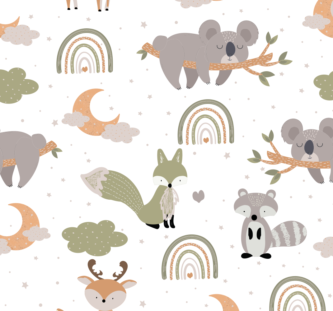 Tenstickers Patroon Scandinavisch dieren behang