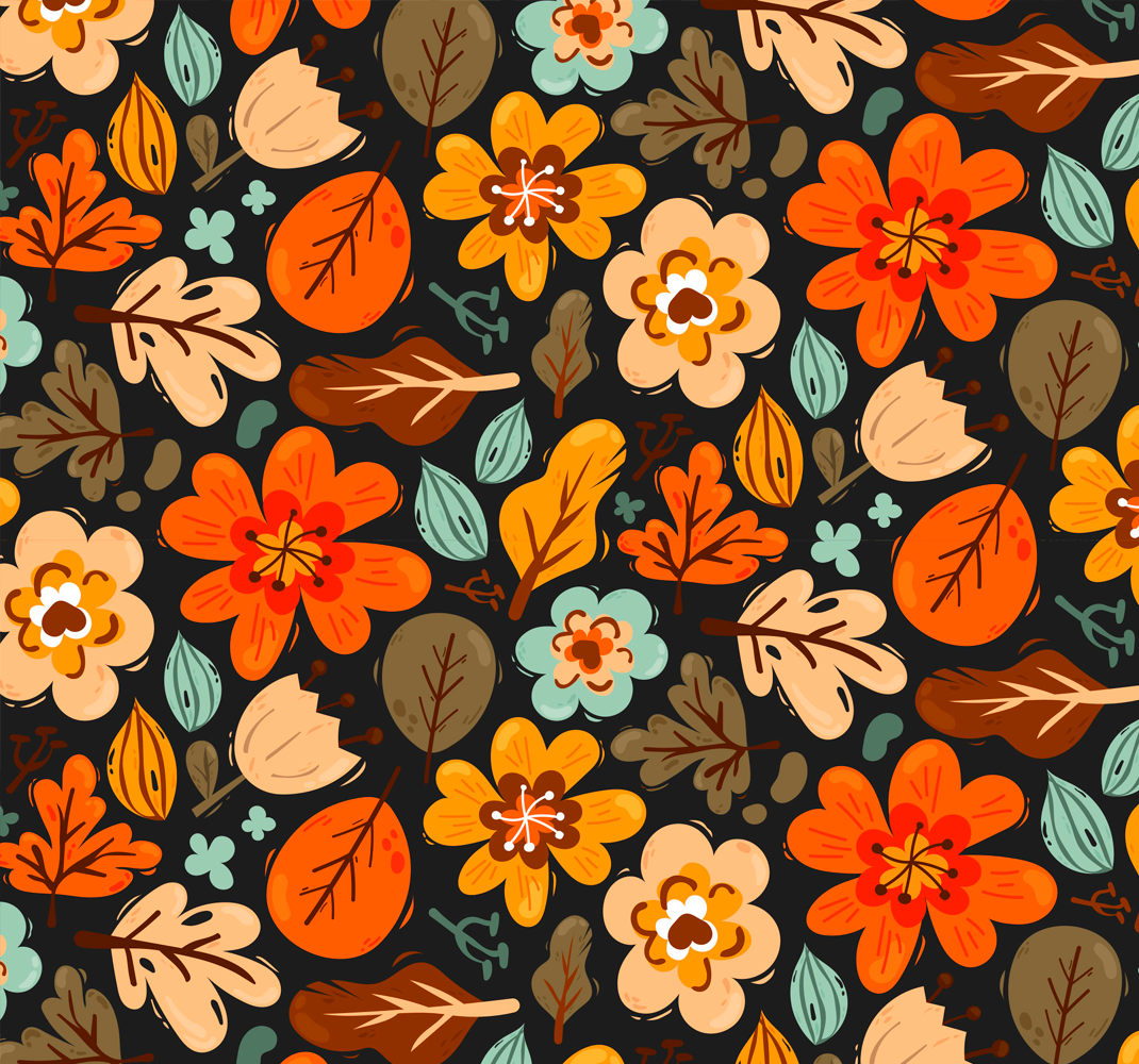 Tenstickers Behang bloemen Elegante oranje bloemen