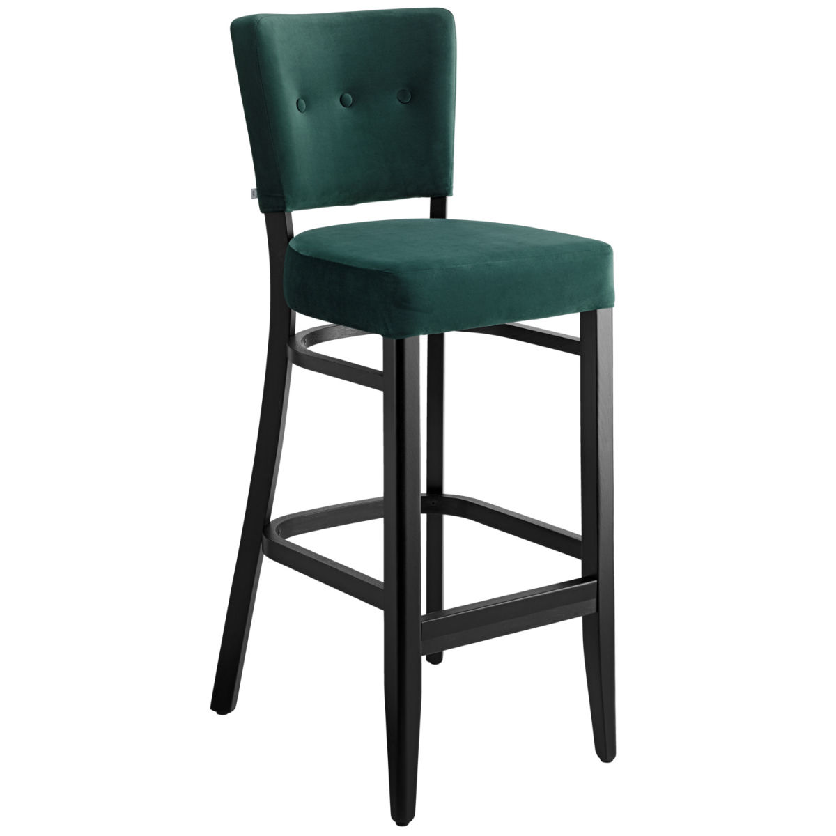 Vega Barstoel Winchester fluweel; 45x56x110 cm (BxDxH); zitting dennengroen, frame zwart; 2 stuk / verpakking