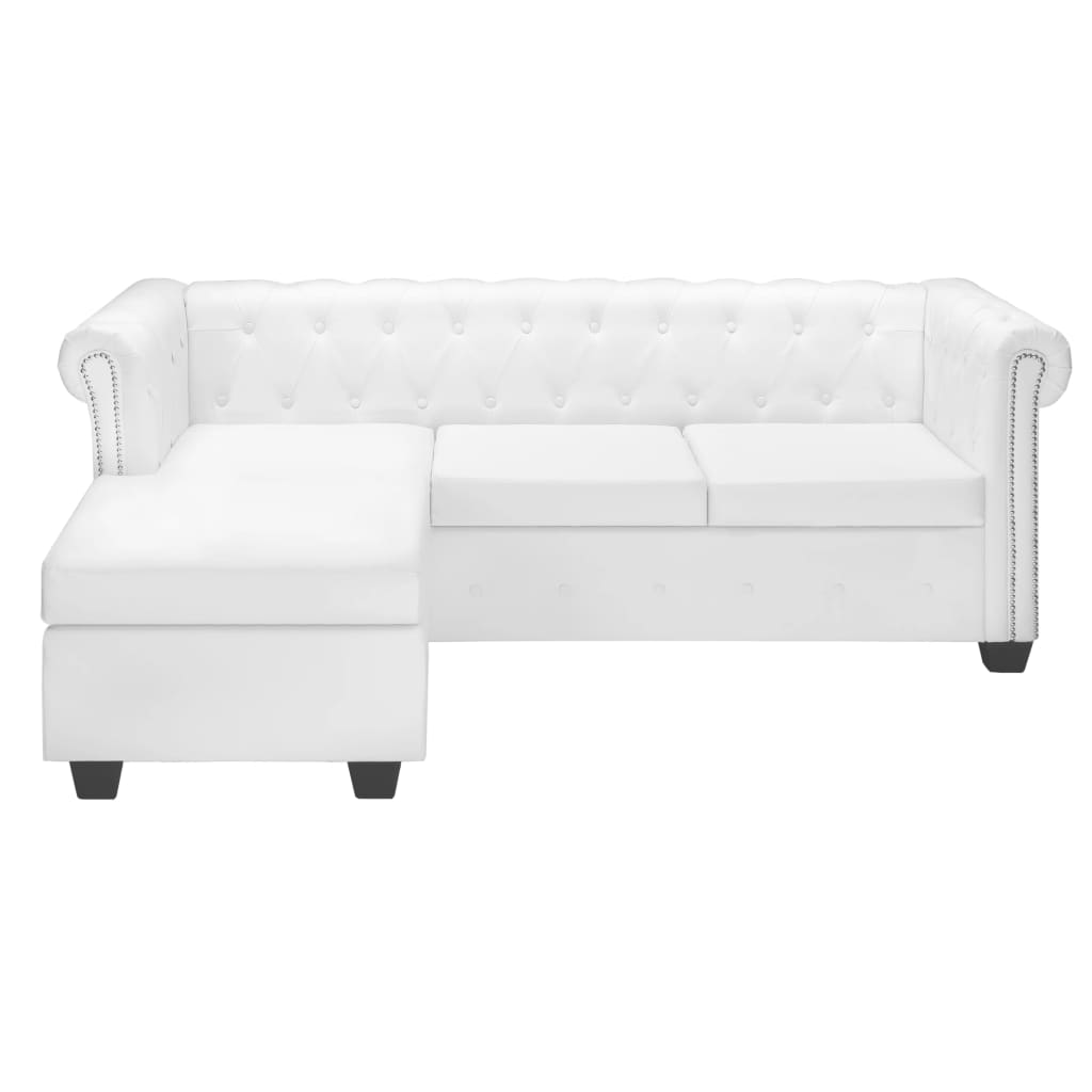 vidaXL Chesterfield bank L-vormig kunstleer wit