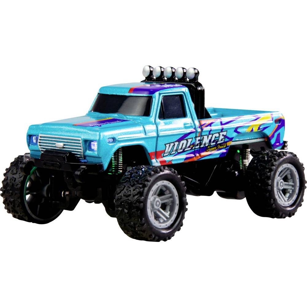 Amewi Brushed 1:64 RC auto Elektro Monstertruck Achterwielaandrijving RTR 2,4 GHz Incl. accu en laadkabel, Met lichteffect